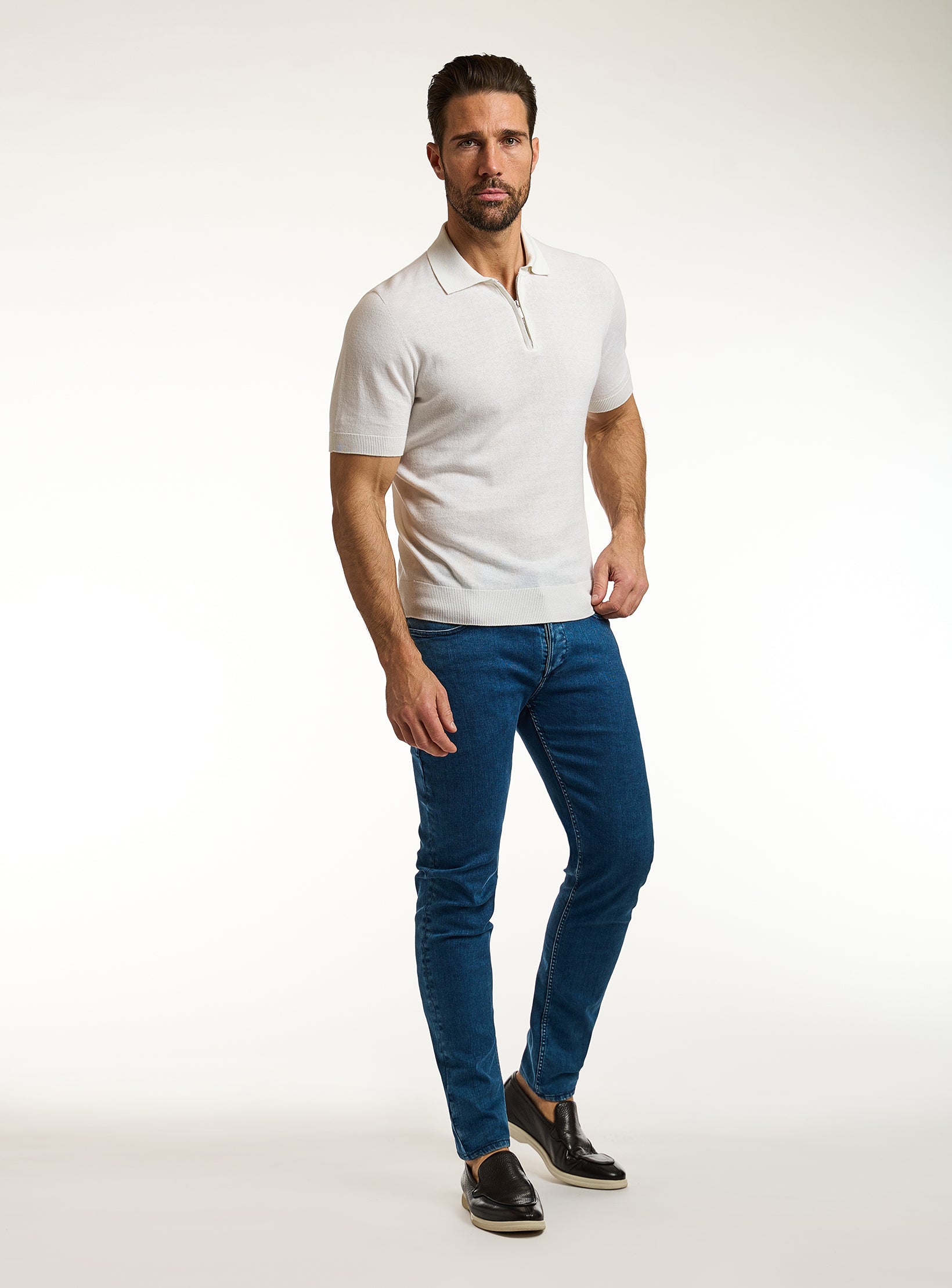 Refined T-Shirt Cashmere & Cotton Half Zip