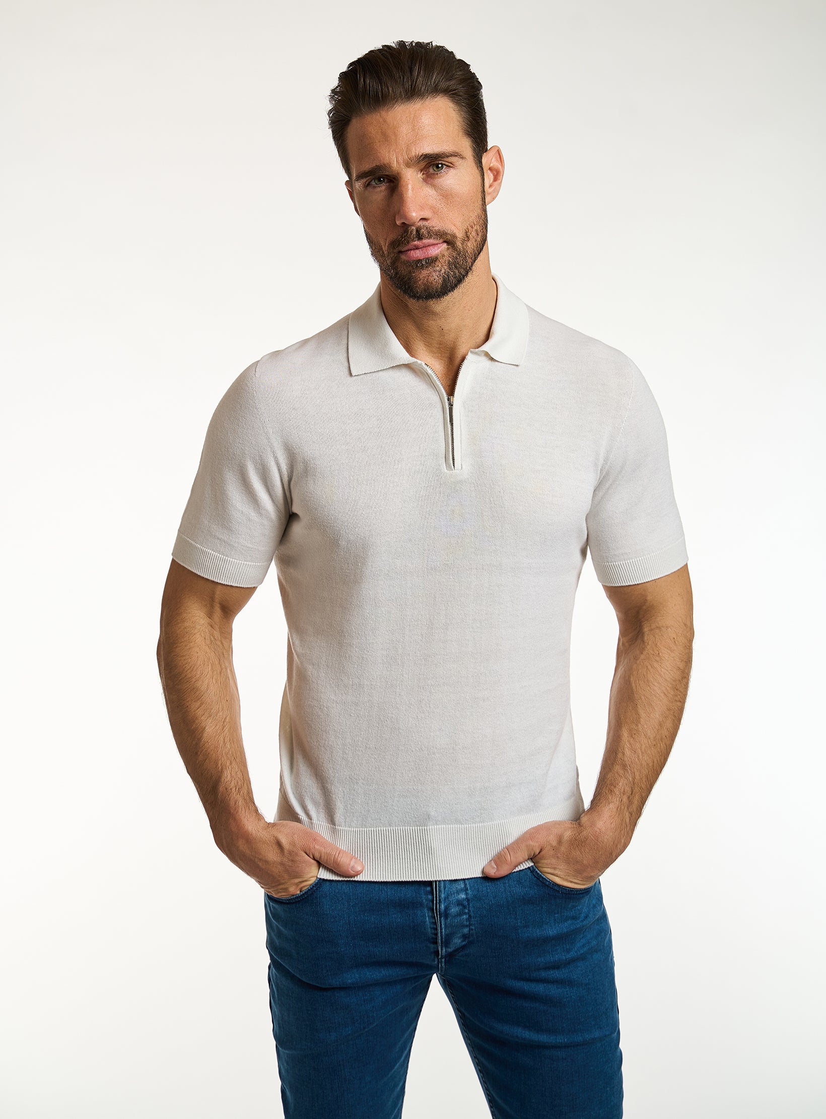 Refined T-Shirt Cashmere & Cotton Half Zip