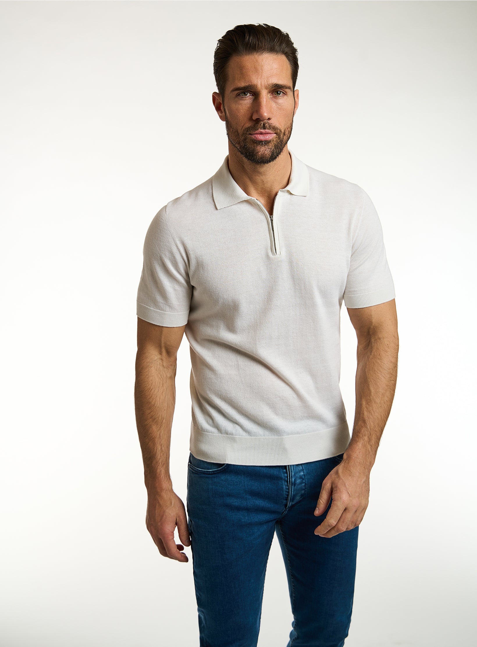 Refined Cashmere & Cotton Half-Zip T-Shirt