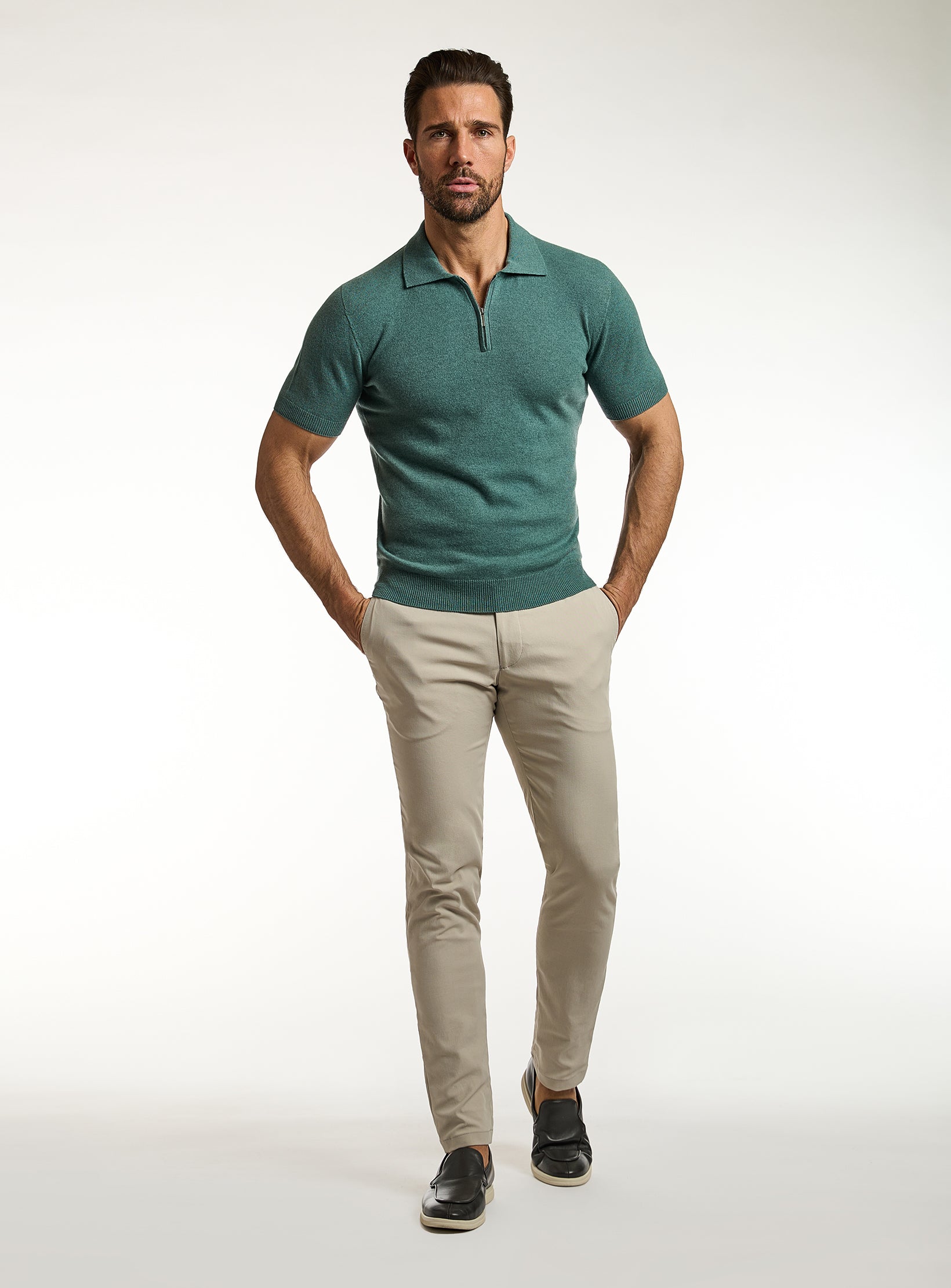 Refined Cashmere & Cotton Half-Zip T-Shirt