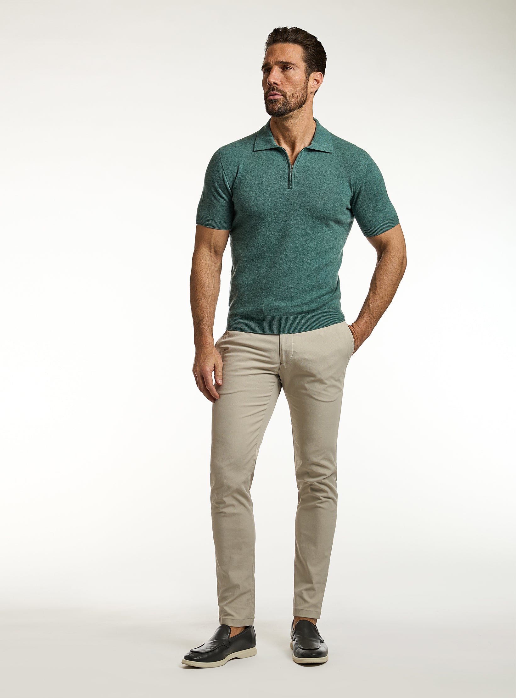 Refined Cashmere & Cotton Half-Zip T-Shirt