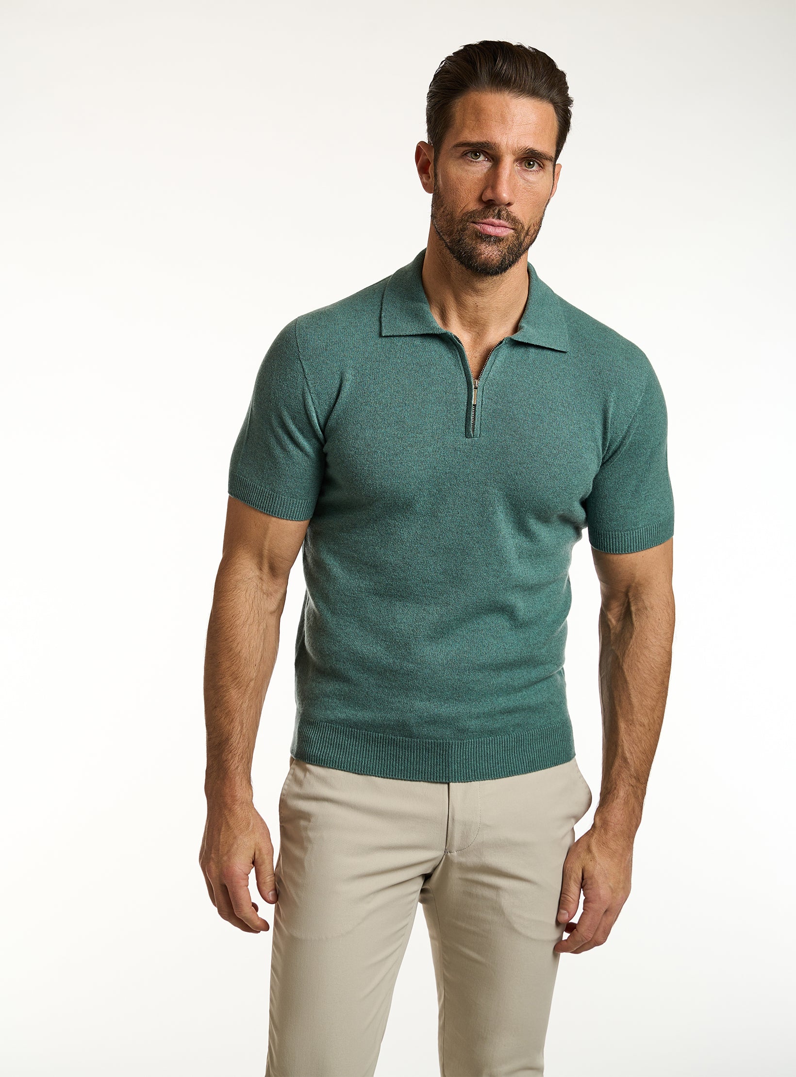 Refined Cashmere & Cotton Half-Zip T-Shirt
