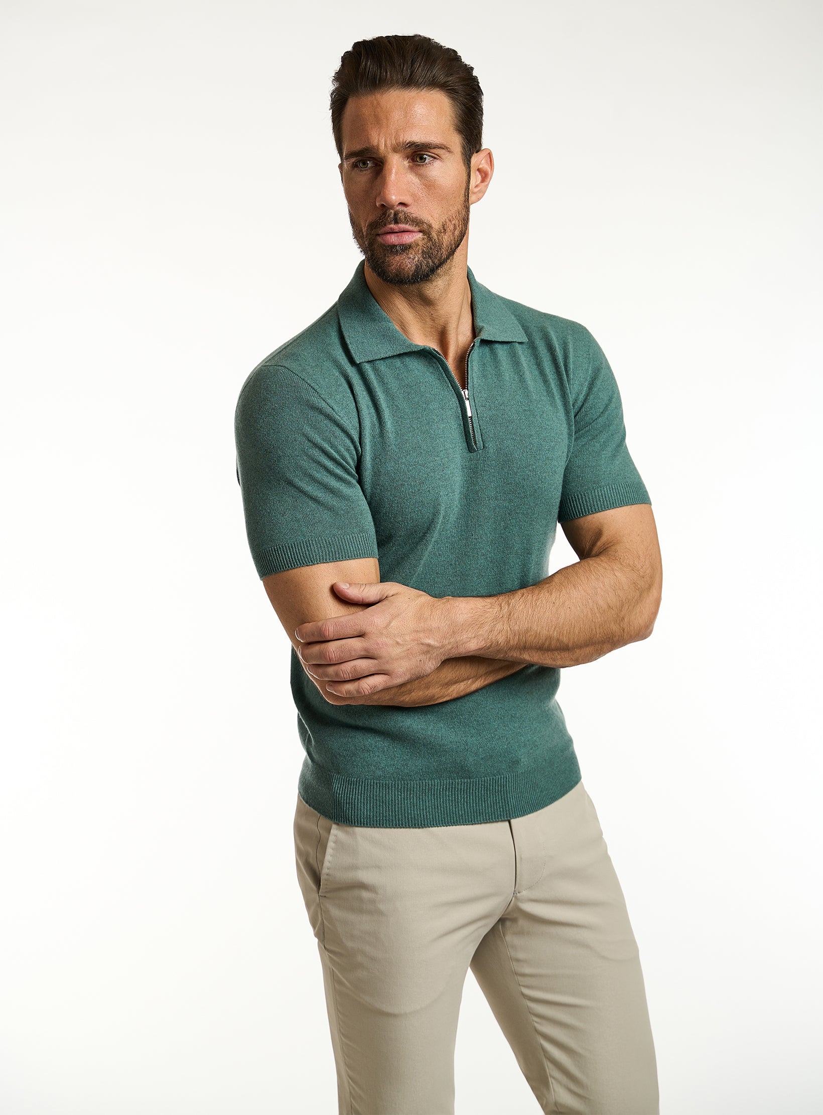 Refined Cashmere & Cotton Half-Zip T-Shirt