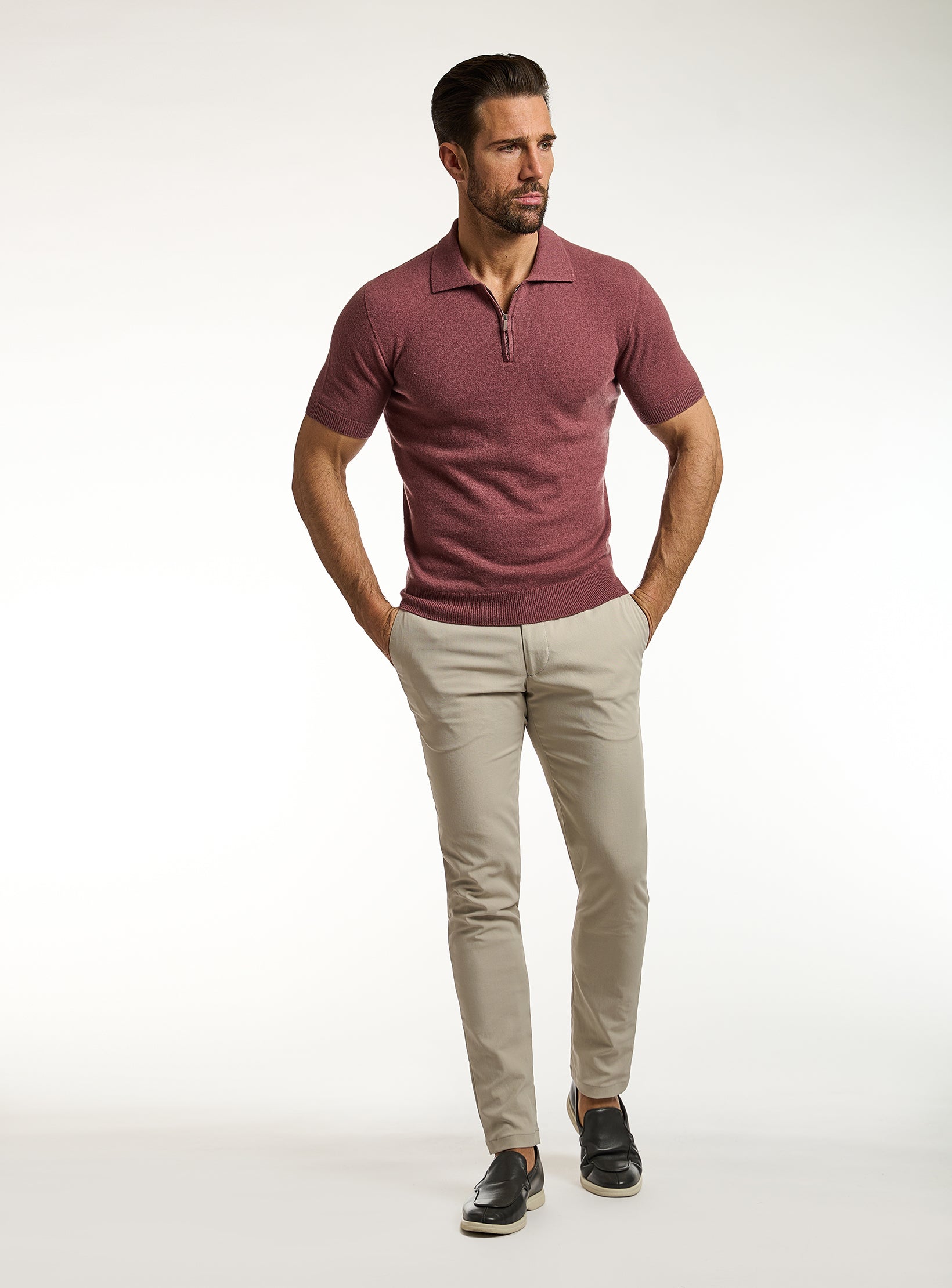 Refined Cashmere & Cotton Half-Zip T-Shirt
