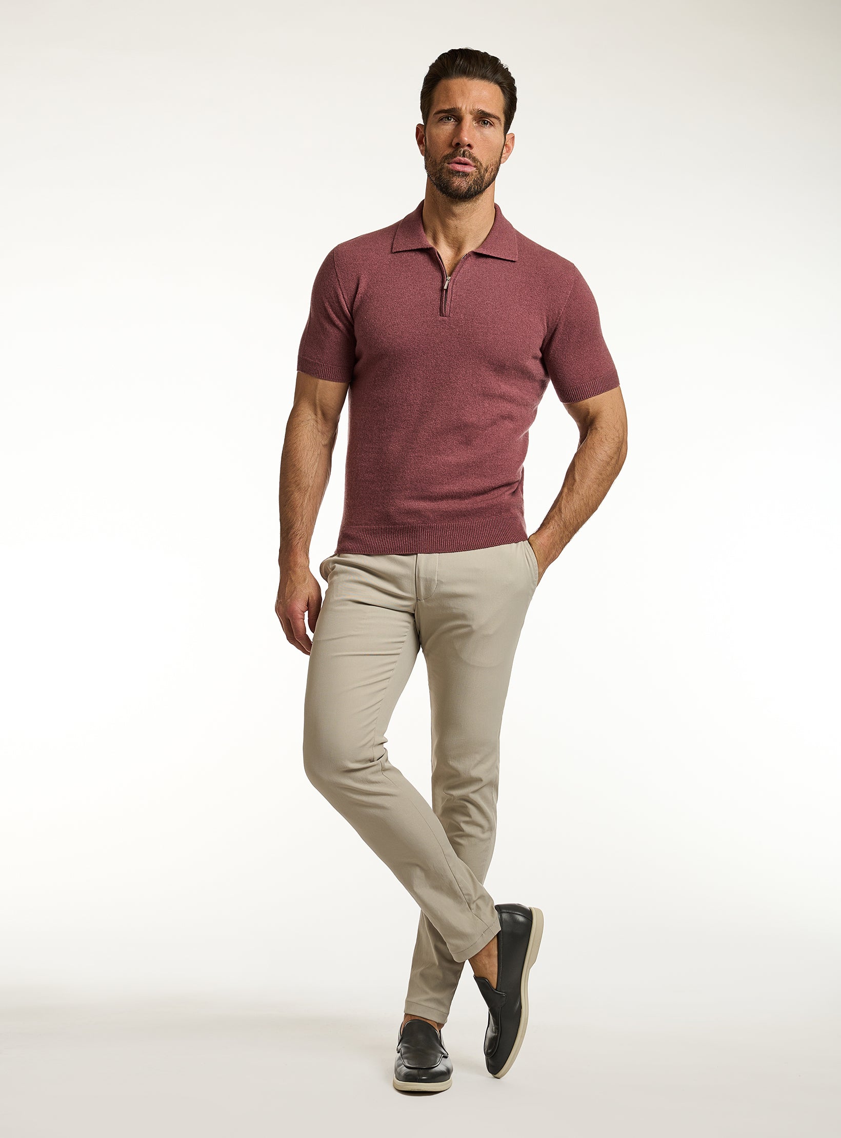 Refined Cashmere & Cotton Half-Zip T-Shirt