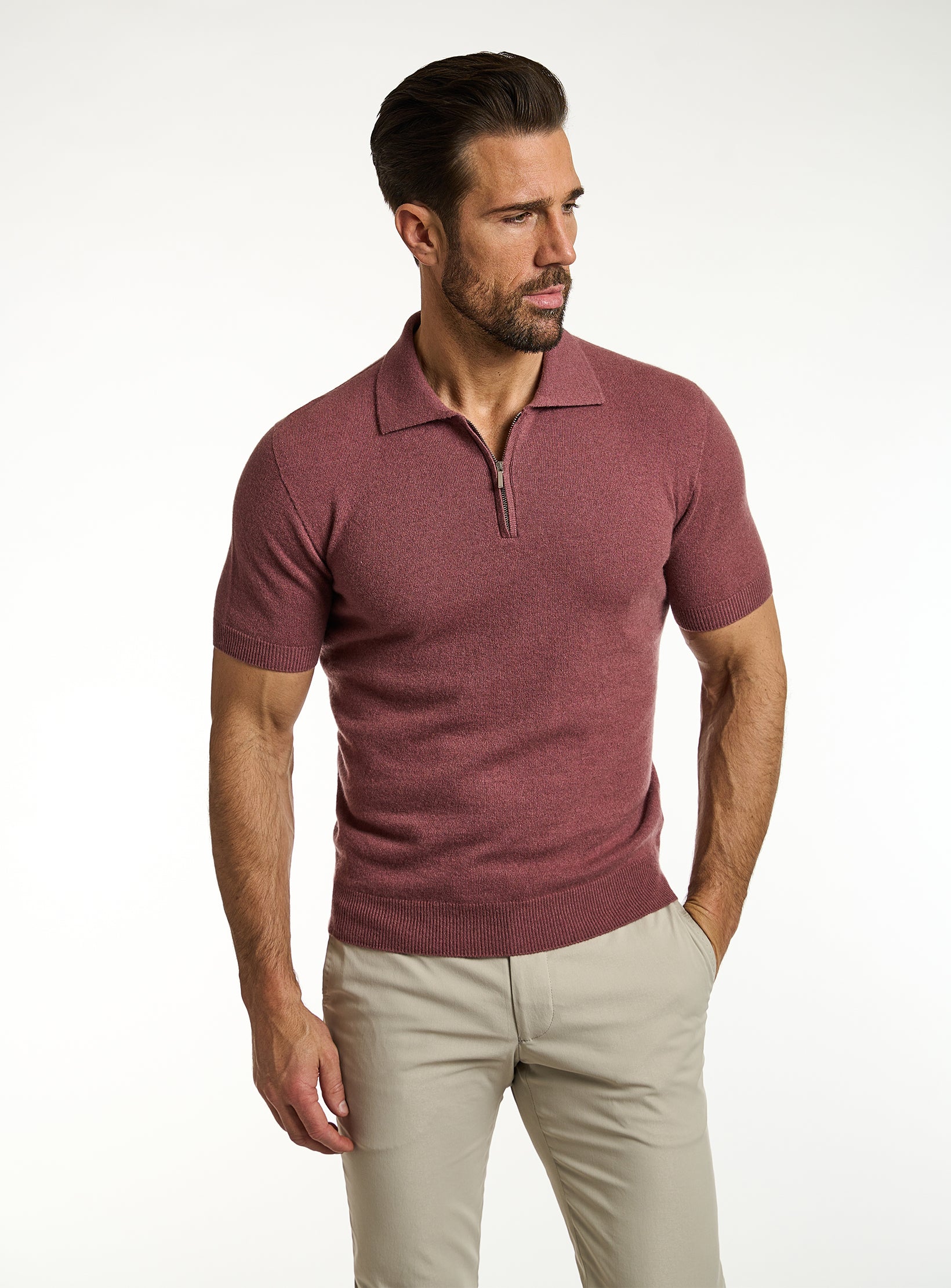 Refined Cashmere & Cotton Half-Zip T-Shirt