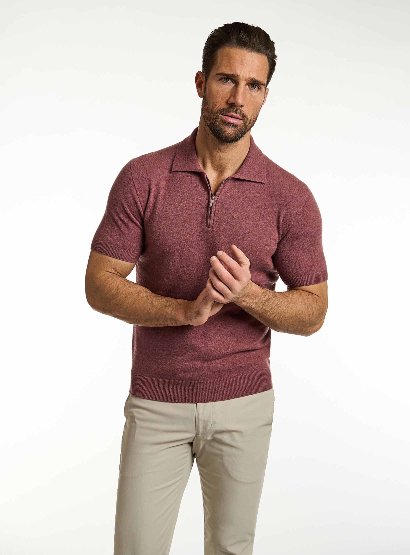Refined Cashmere & Cotton Half-Zip T-Shirt