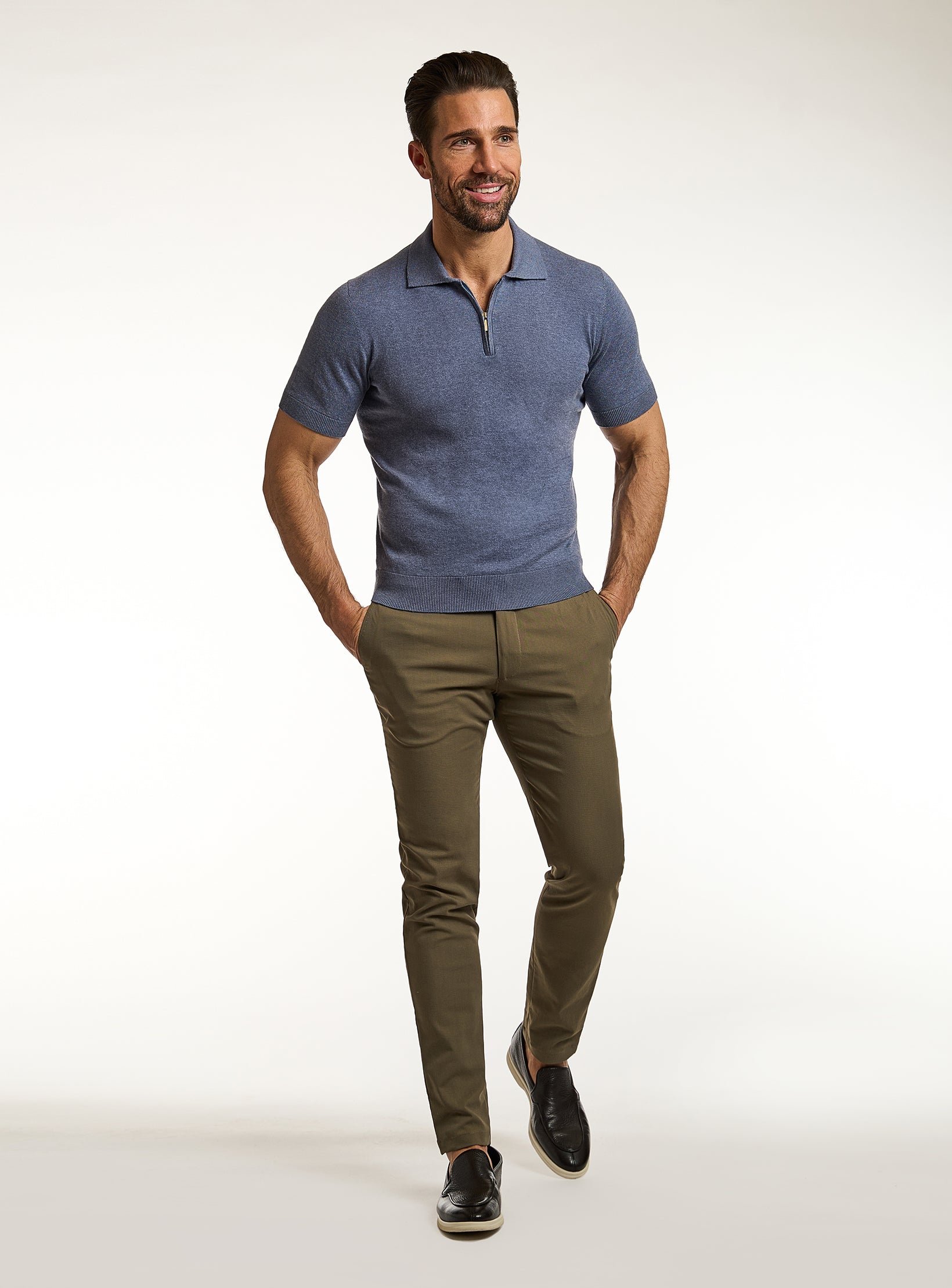 Refined Cashmere & Cotton Half-Zip T-Shirt