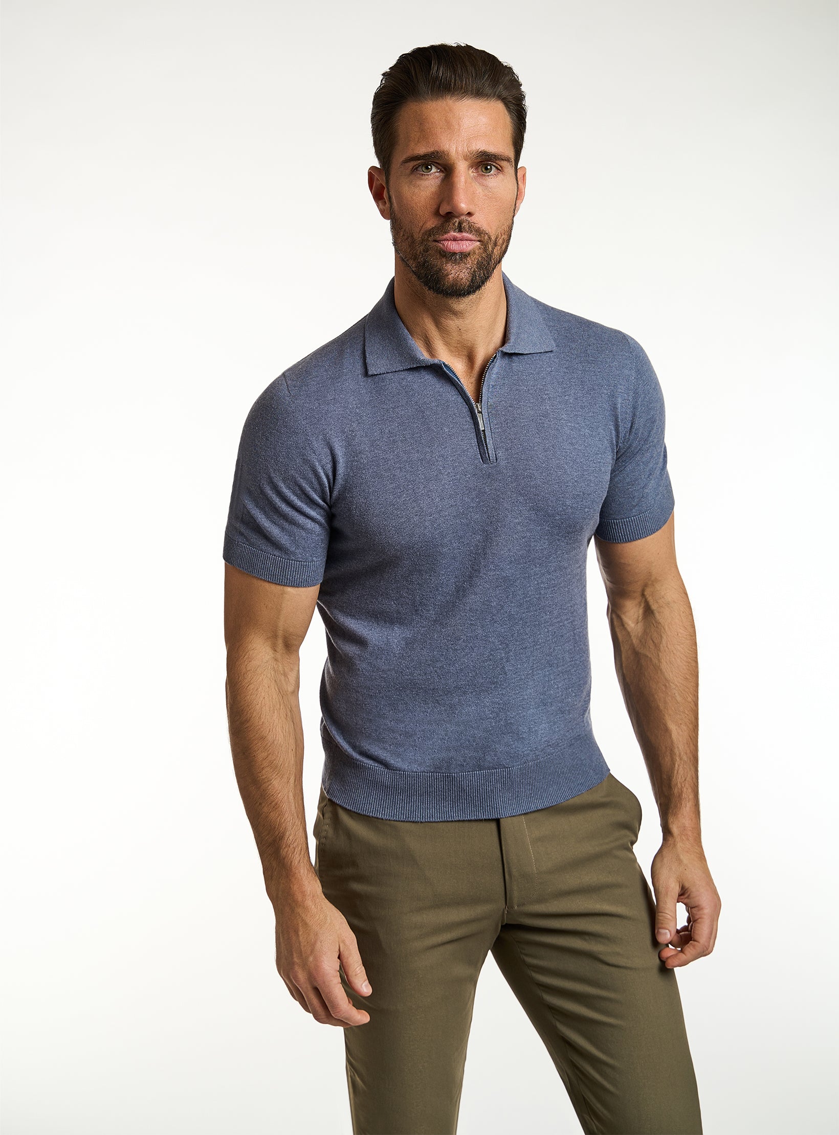 Refined Cashmere & Cotton Half-Zip T-Shirt
