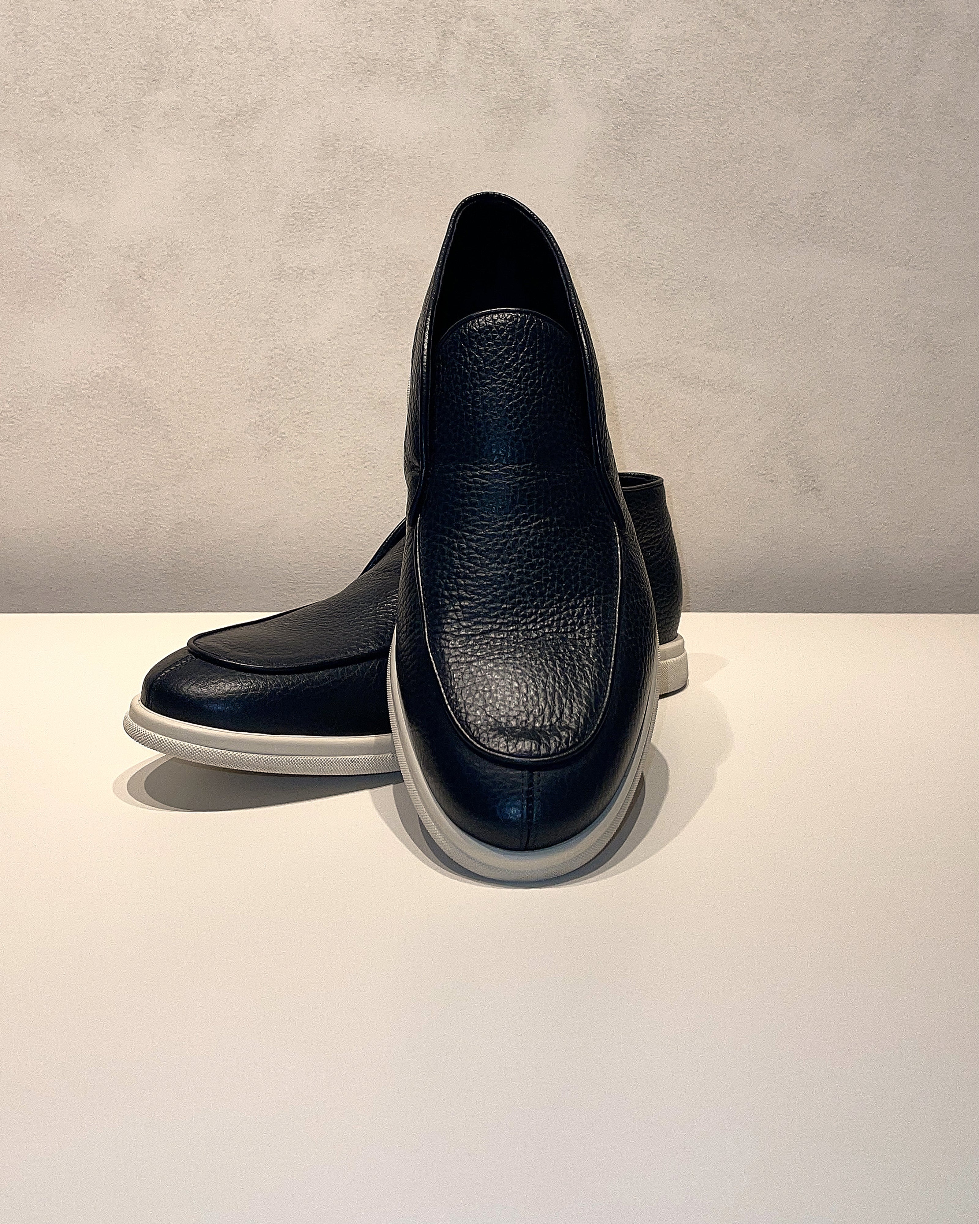 Sophisticated Italian Loafers Navy Blue Grained Calf