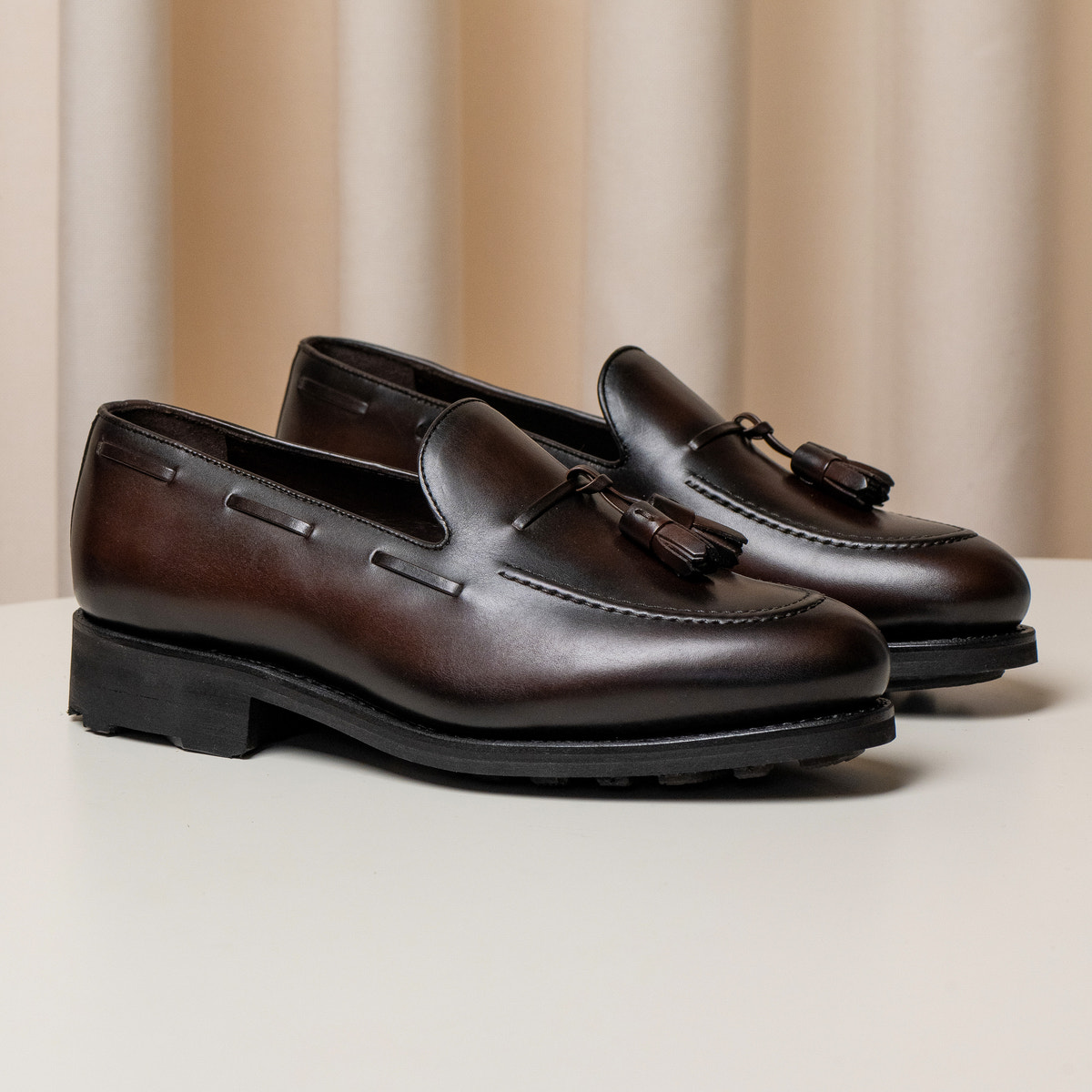 Consiglieri: dark brown tassel loafers with a substantial sole