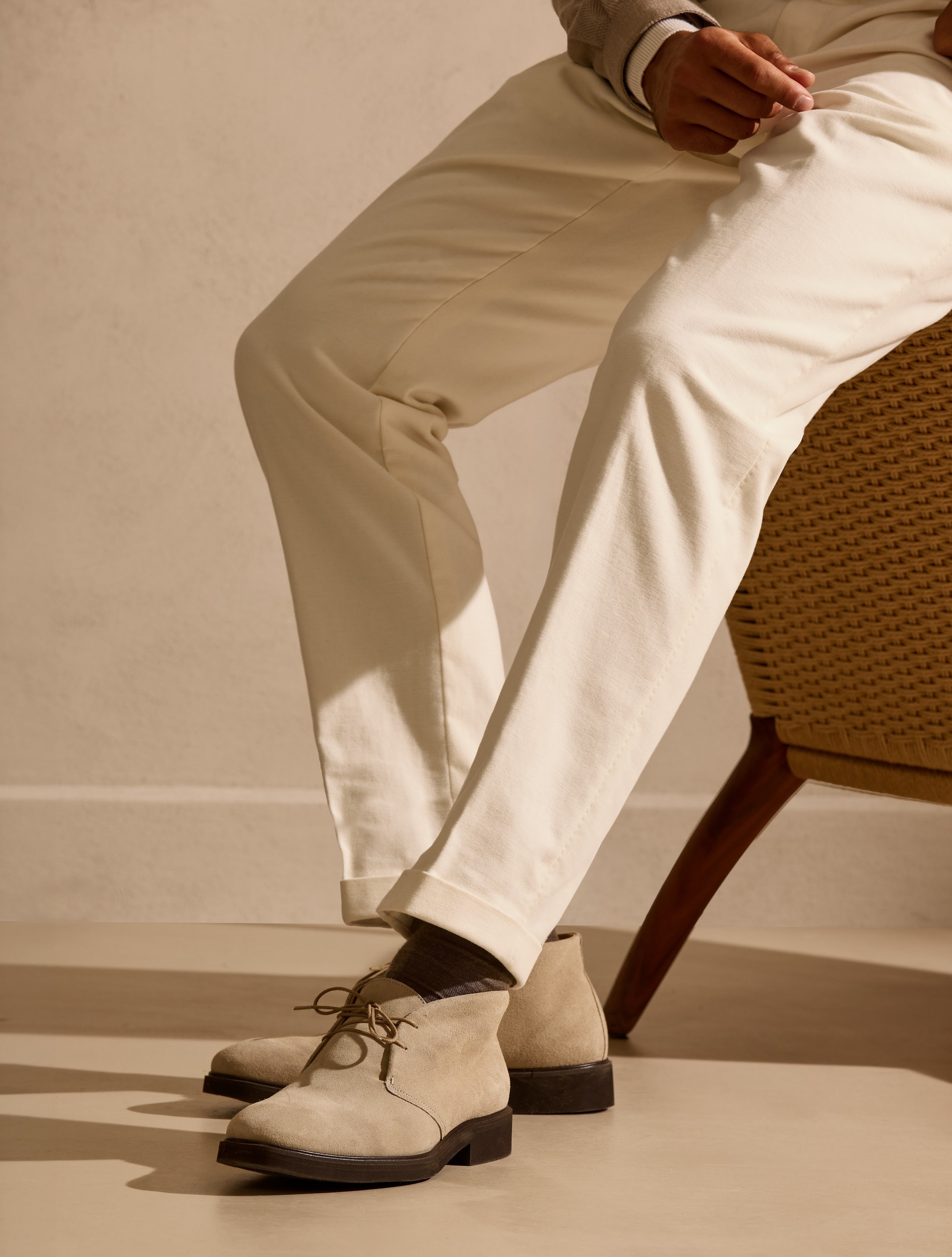 Made-to-Order chukka boots — a versatile choice for transitional dressing.