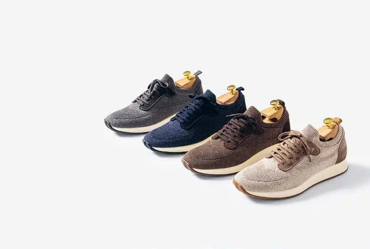 Four colourways of The Runners, from warm neutrals to deeper accents.