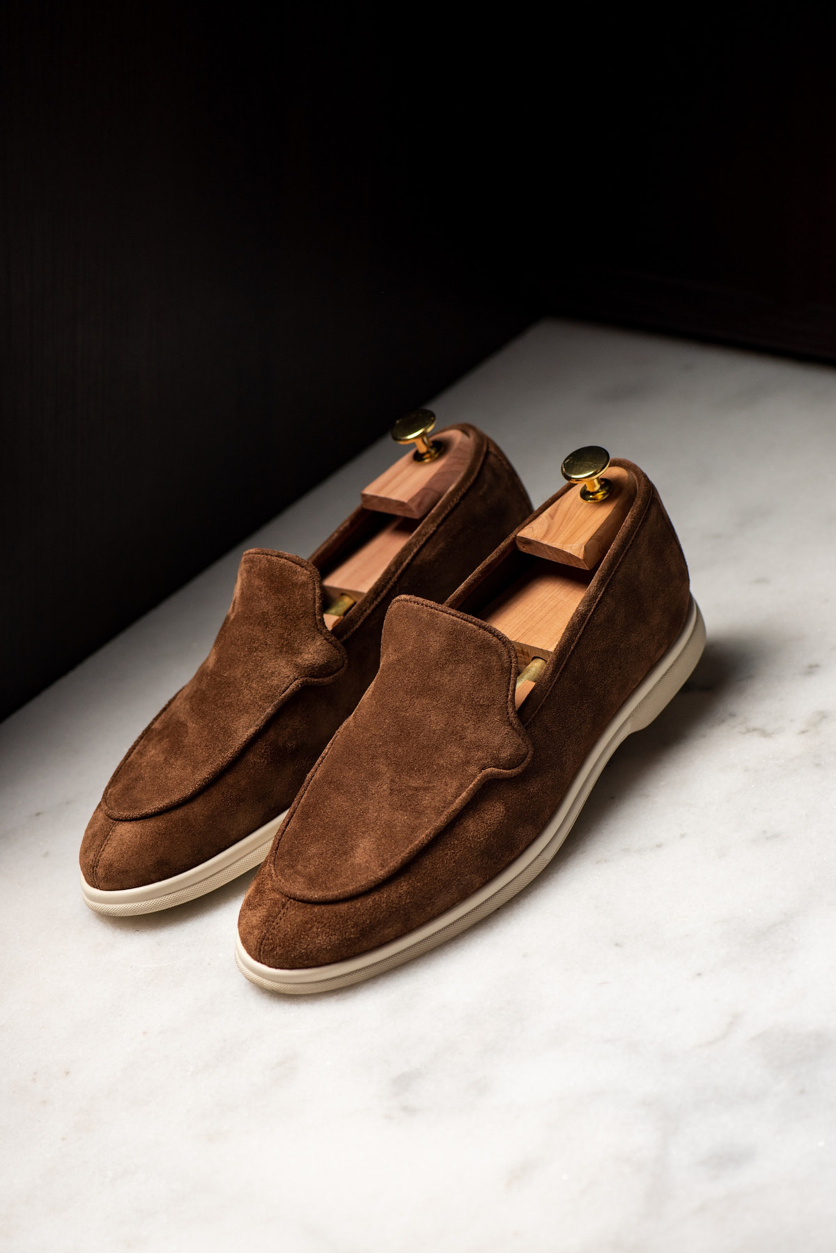 Consiglieri: brown loafers with a velvety texture and pale soles