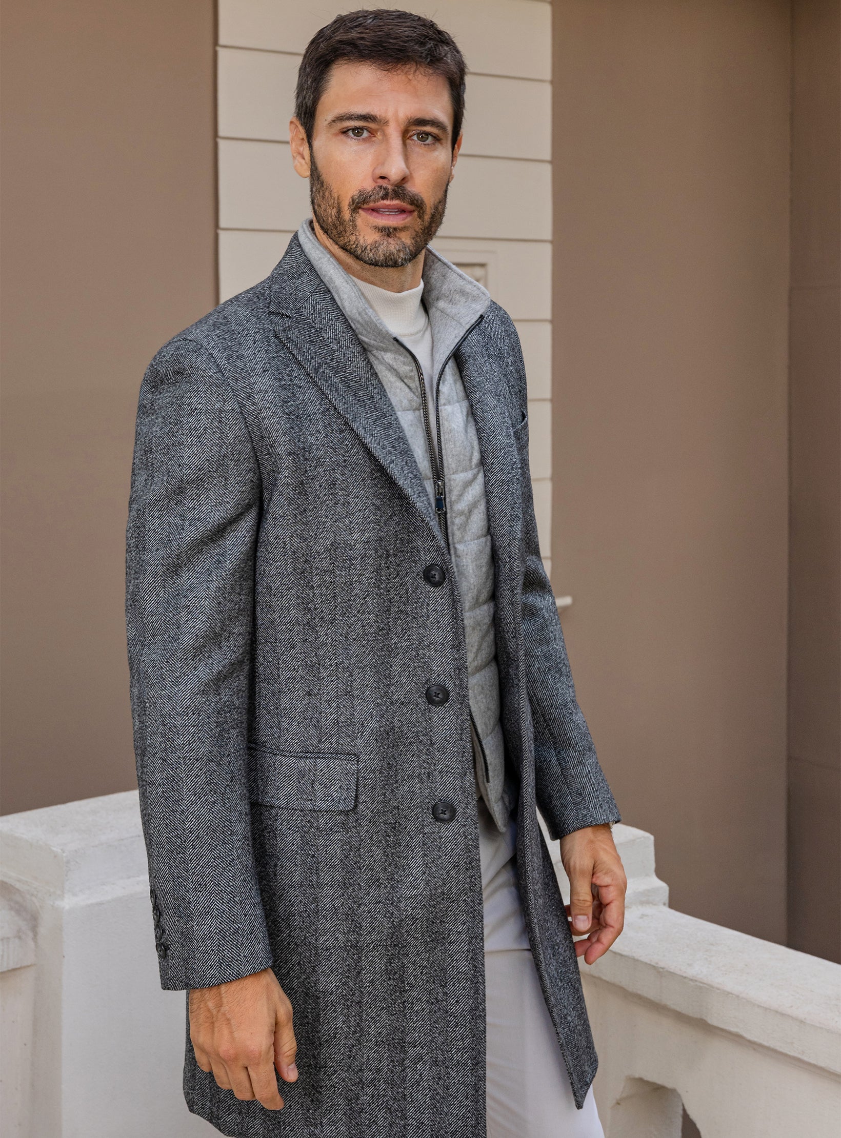 The Grey Majesty: Royal Elegance Wool Overcoat