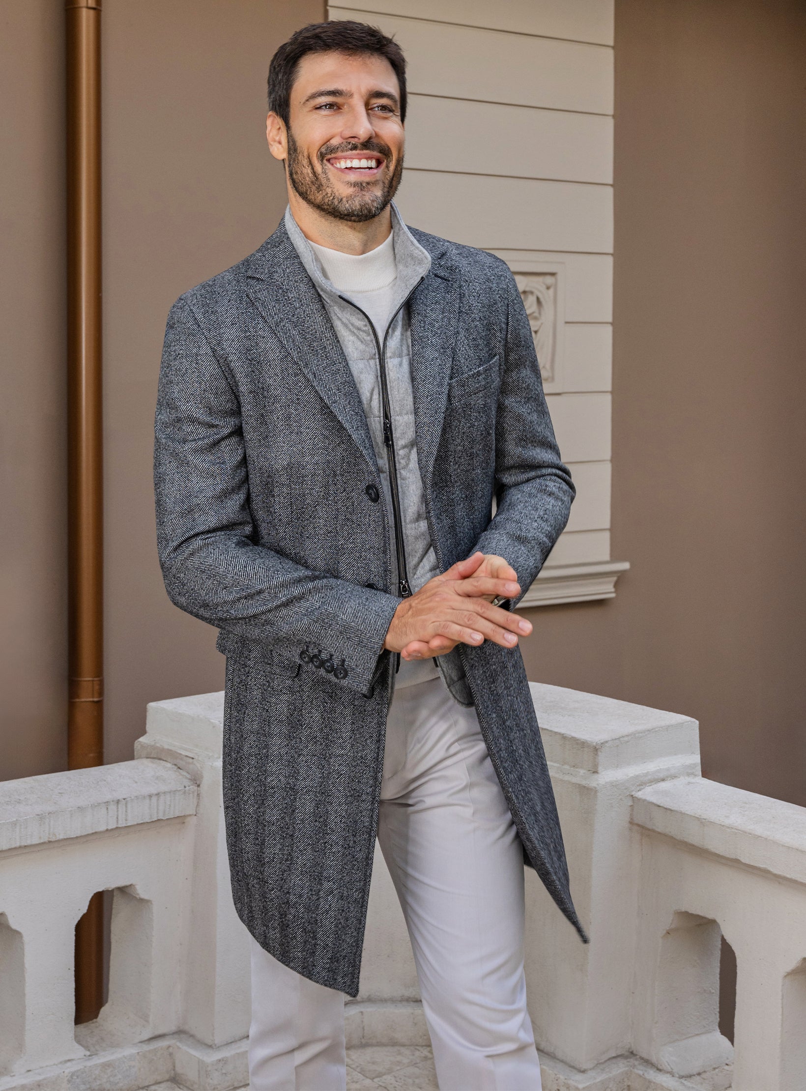 The Grey Majesty: Royal Elegance Wool Overcoat