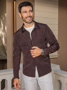 Consiglieri: dark brown chest-pocket jacket with ivory trousers