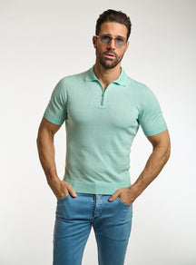 Consiglieri: mint green short-sleeved polo with blue jeans