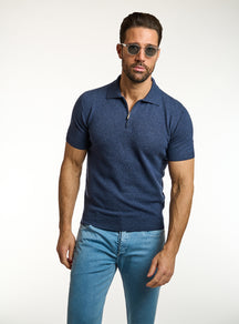 Consiglieri: navy short-sleeved polo with blue jeans