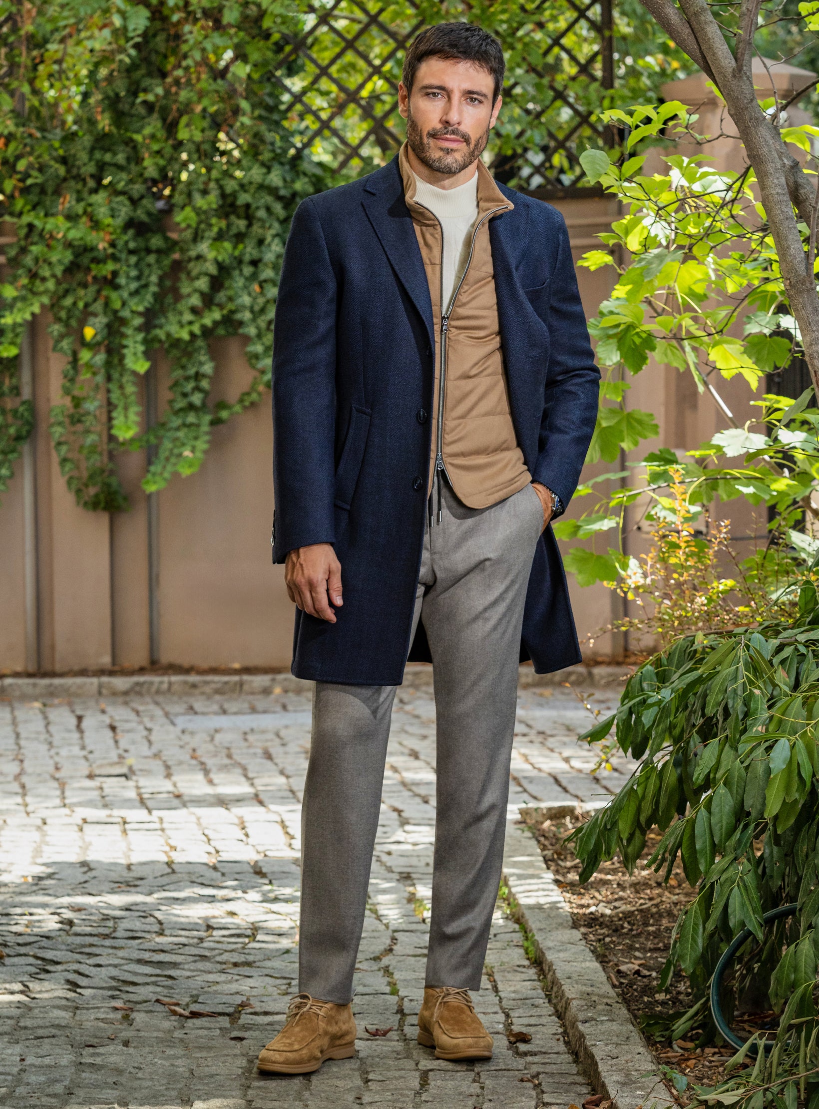 The Navy Nobility: Luxurious Wool Overcoat