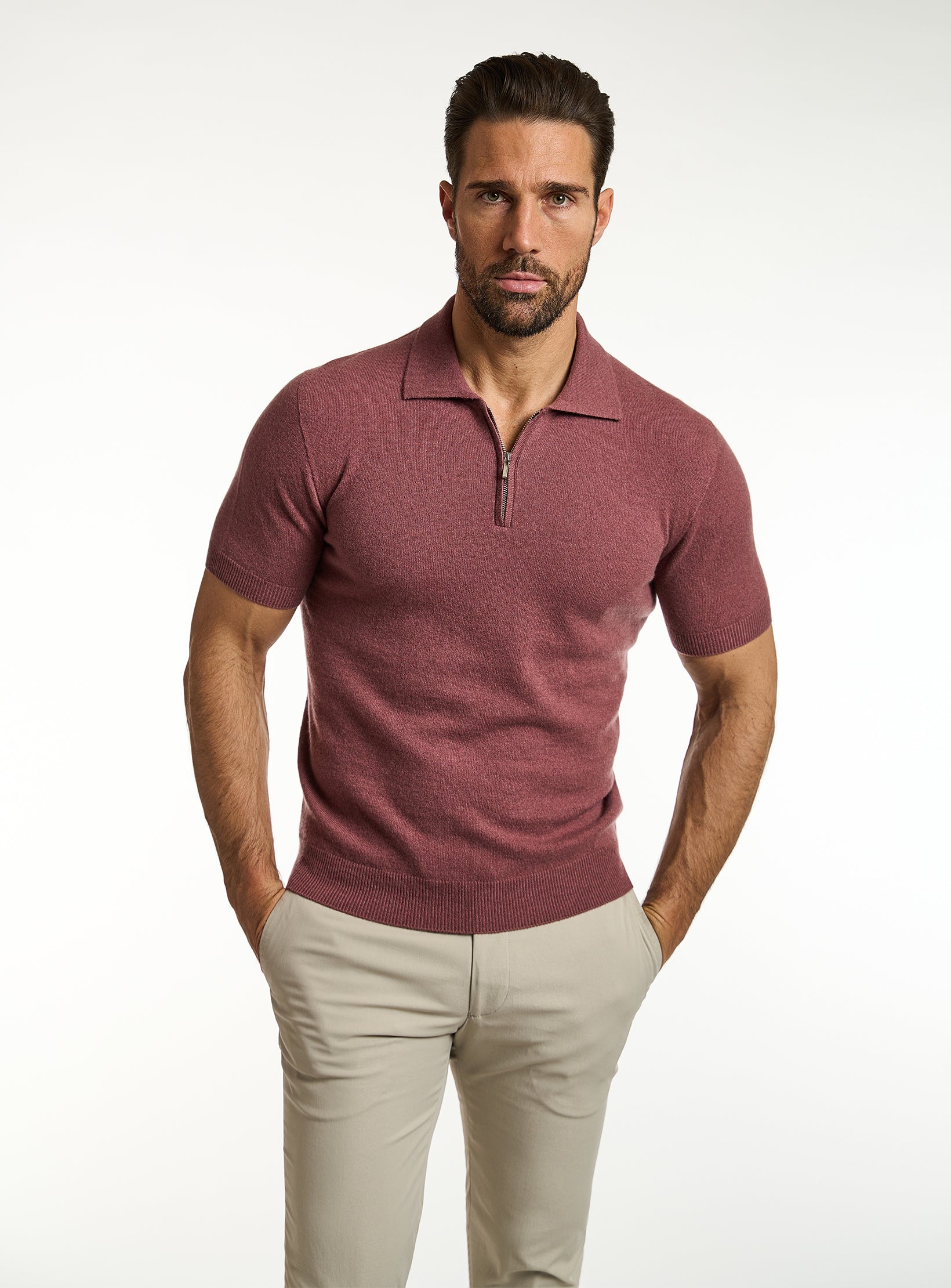 Refined T-Shirt Cashmere & Cotton Half Zip