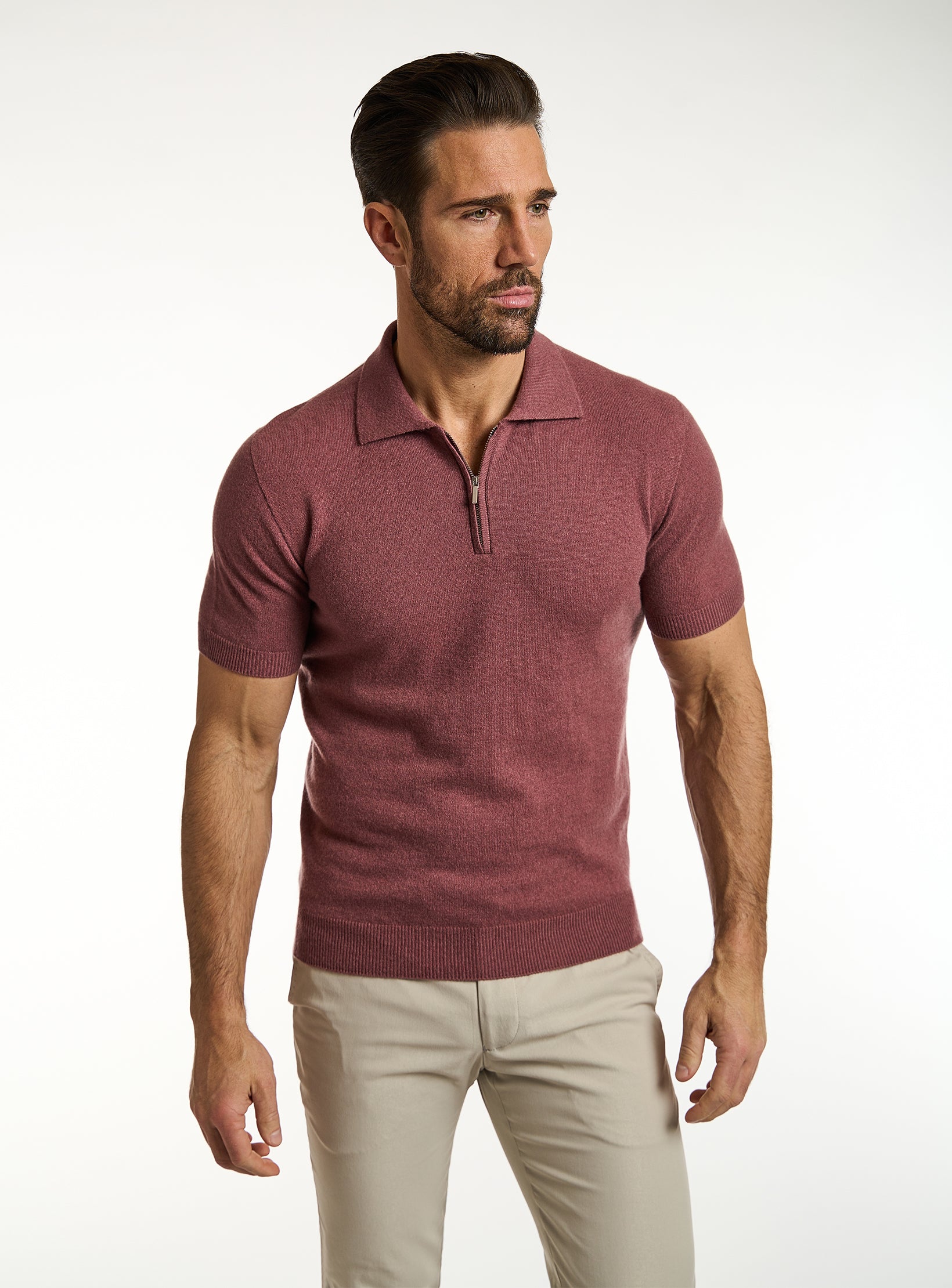 Refined T-Shirt Cashmere & Cotton Half Zip