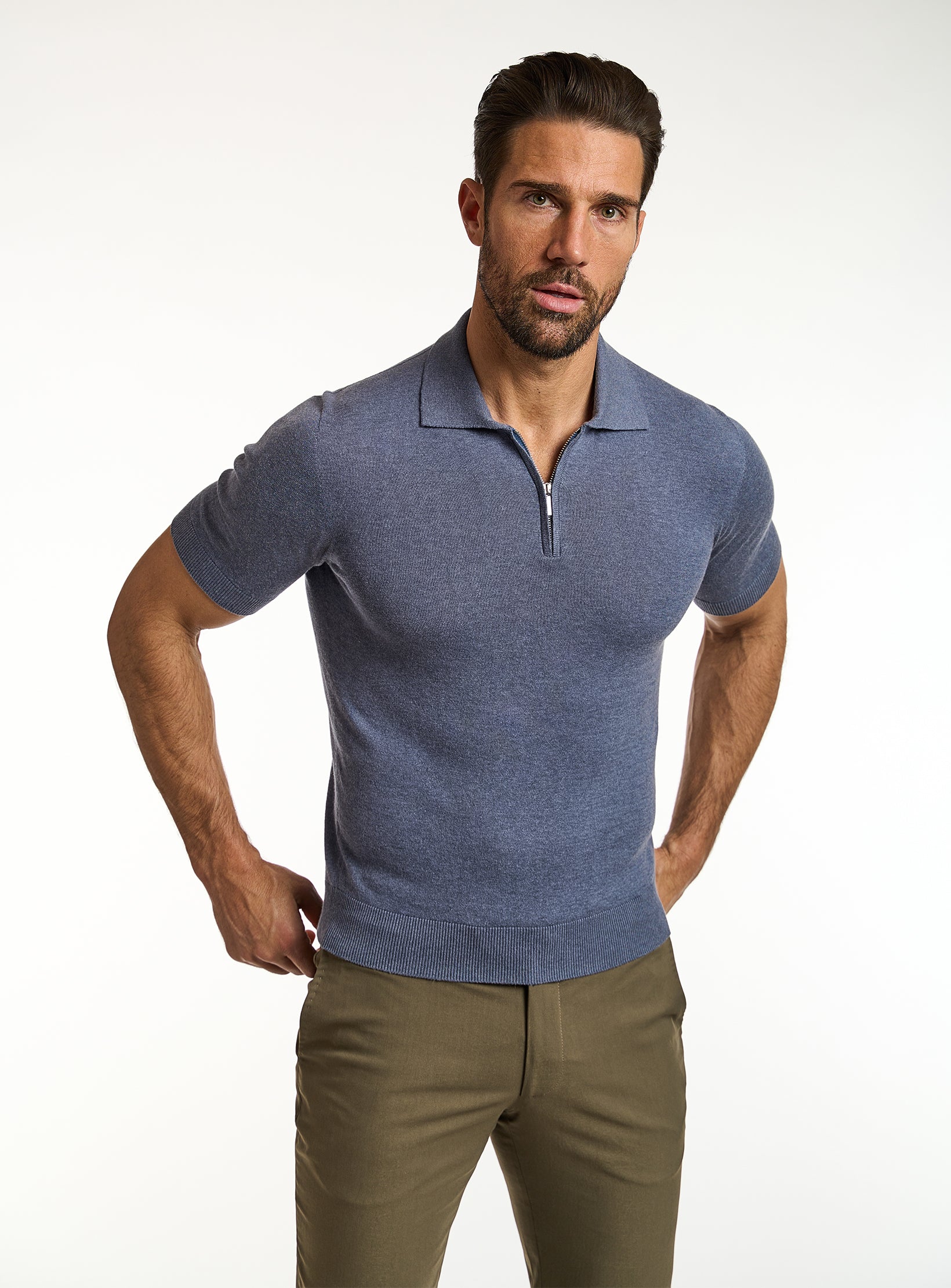 Refined T-Shirt Cashmere & Cotton Half Zip