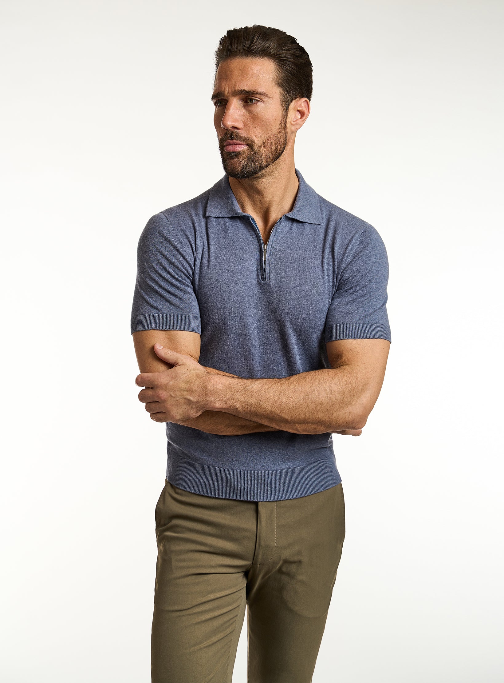 Refined T-Shirt Cashmere & Cotton Half Zip