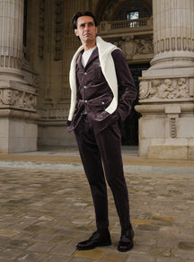 Plum-toned Consiglieri safari jacket with a contrasting light collar