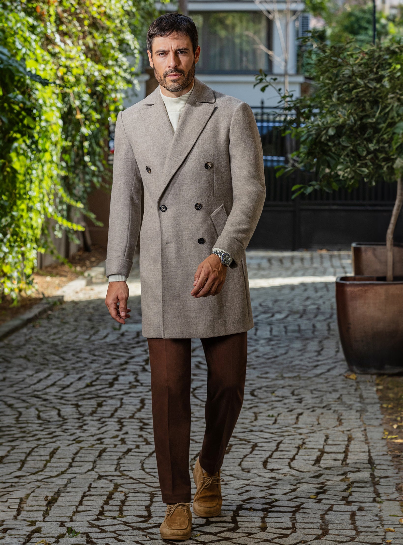 The Grey Majesty: Royal Elegance Wool Overcoat