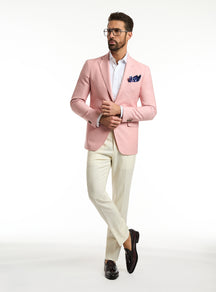 Consiglieri Florence Sartoriale: pink jacket with a navy pocket square and cream trousers