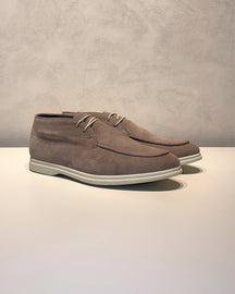 Consiglieri: taupe lace-up shoes with a velvety texture and contrasting sole