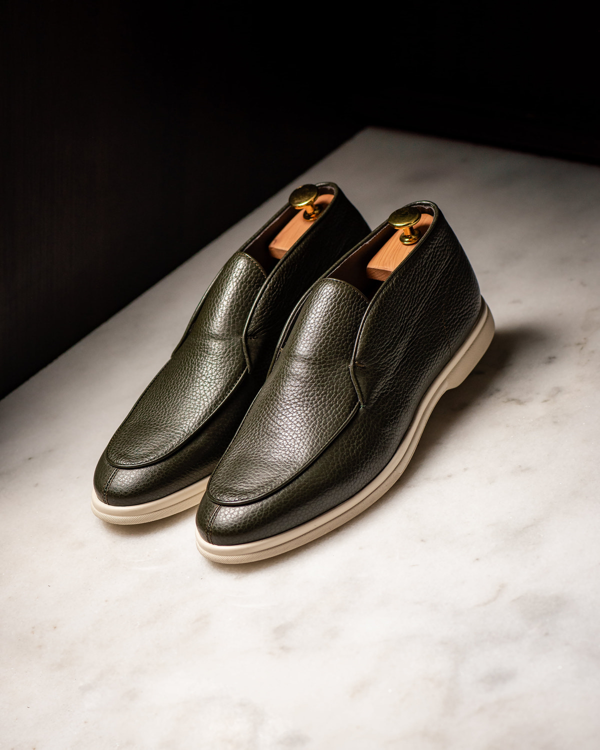 Consiglieri: dark green mid-top loafers with a contrasting sole