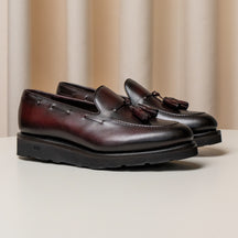 Consiglieri: dark burgundy tassel loafers with a substantial sole
