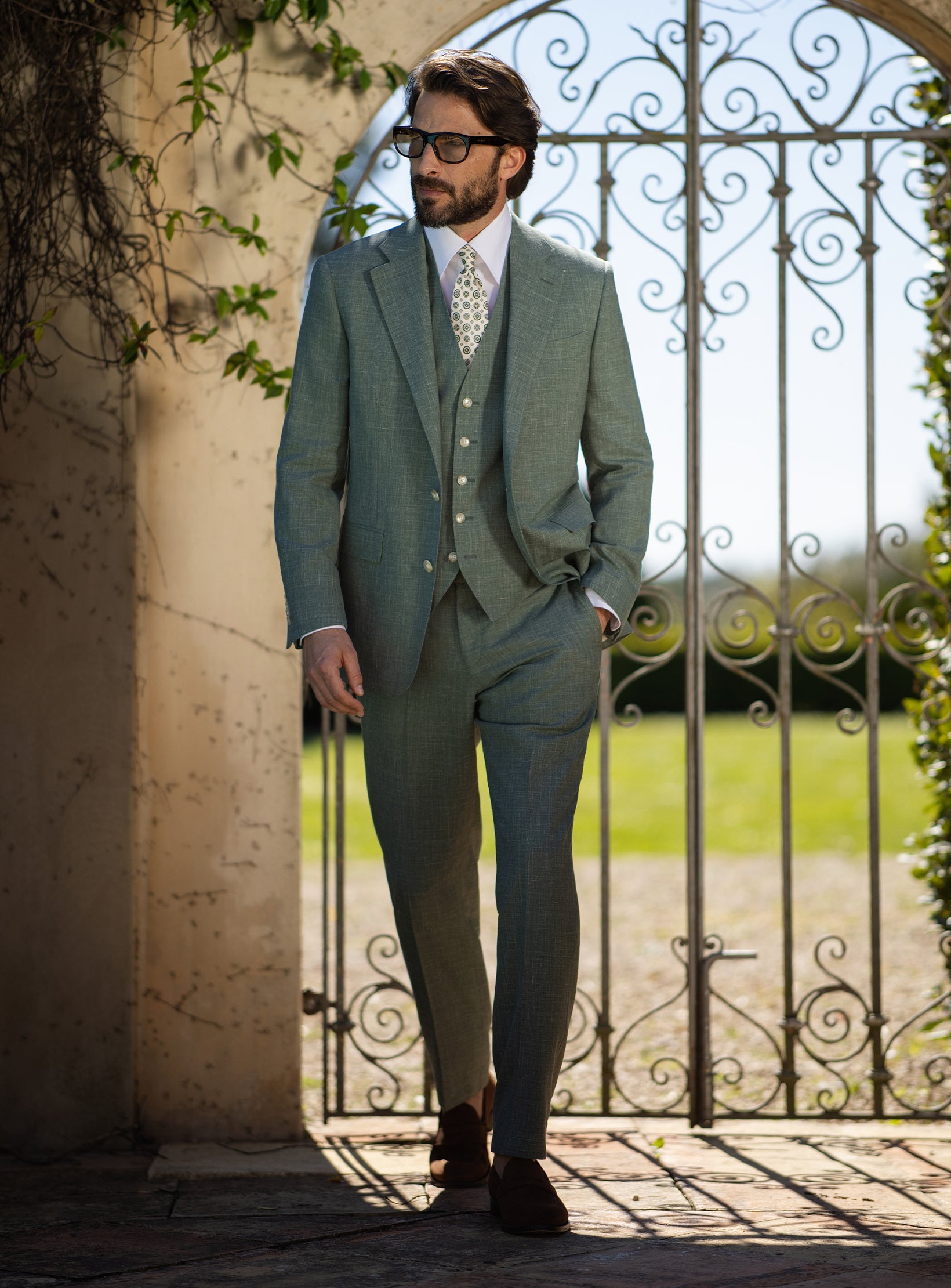 Capri Sage Suit | Loro Piana