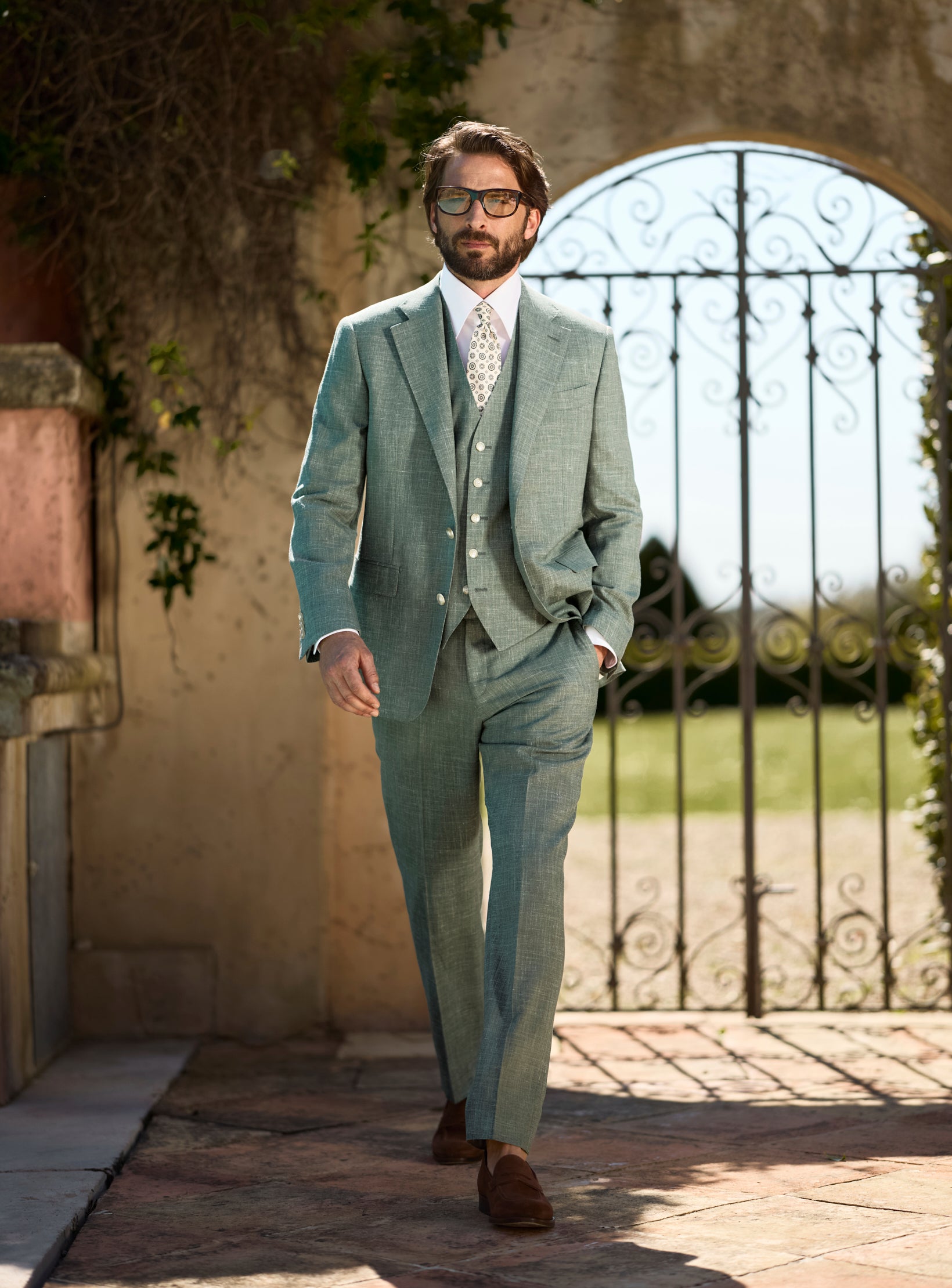 Capri Sage Suit | Loro Piana