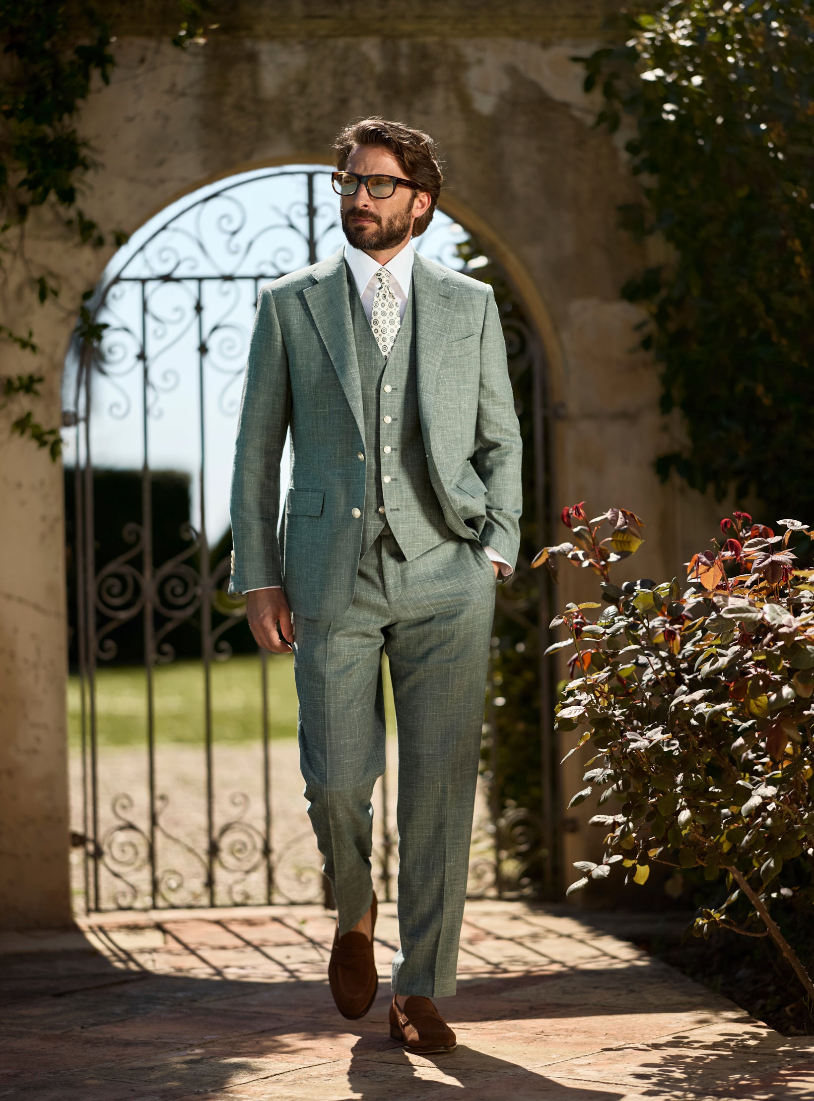 Capri Sage Suit | Loro Piana