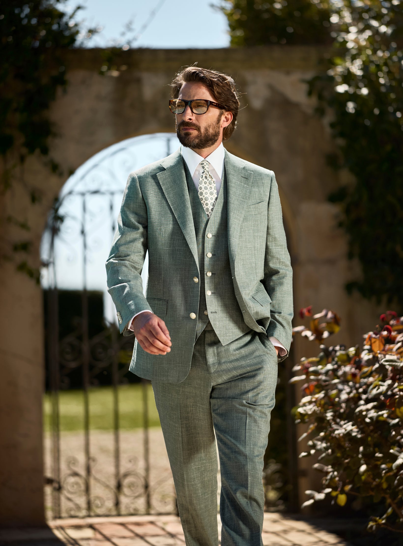 Capri Sage Suit | Loro Piana