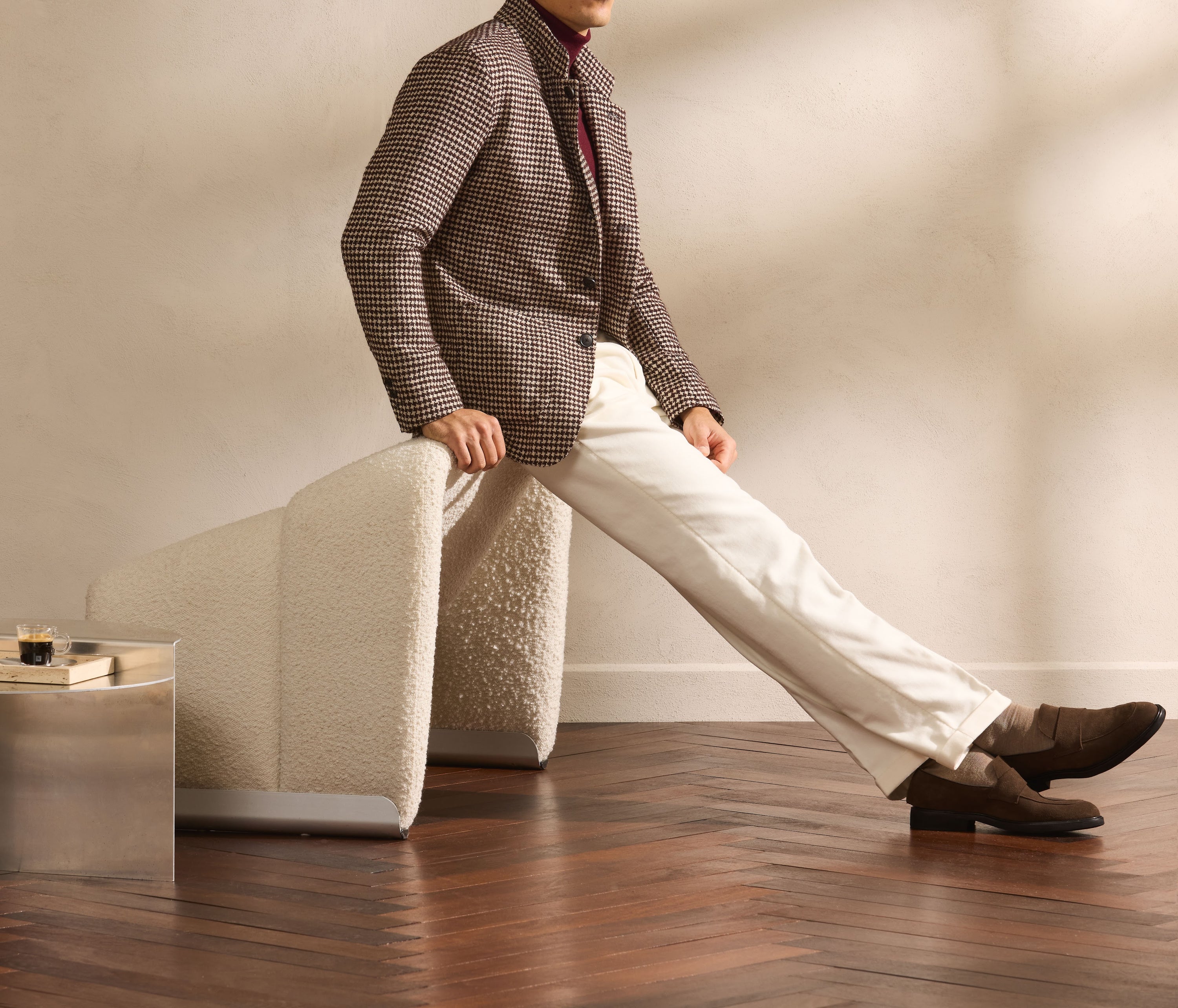 Fine textures and relaxed proportions, balanced within a single look.