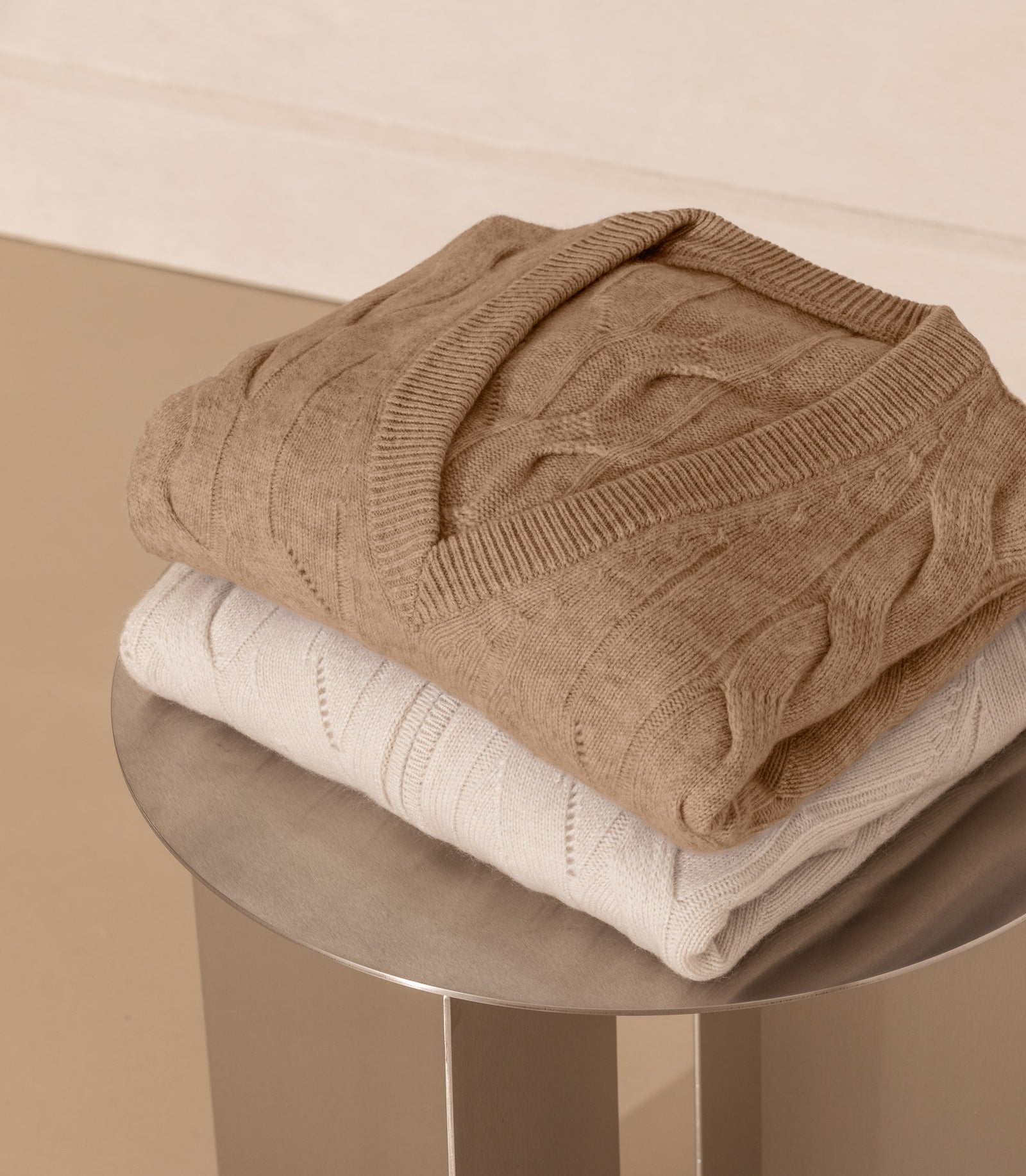 The fine stitch and soft hand of Consiglieri knitwear, seen up close.