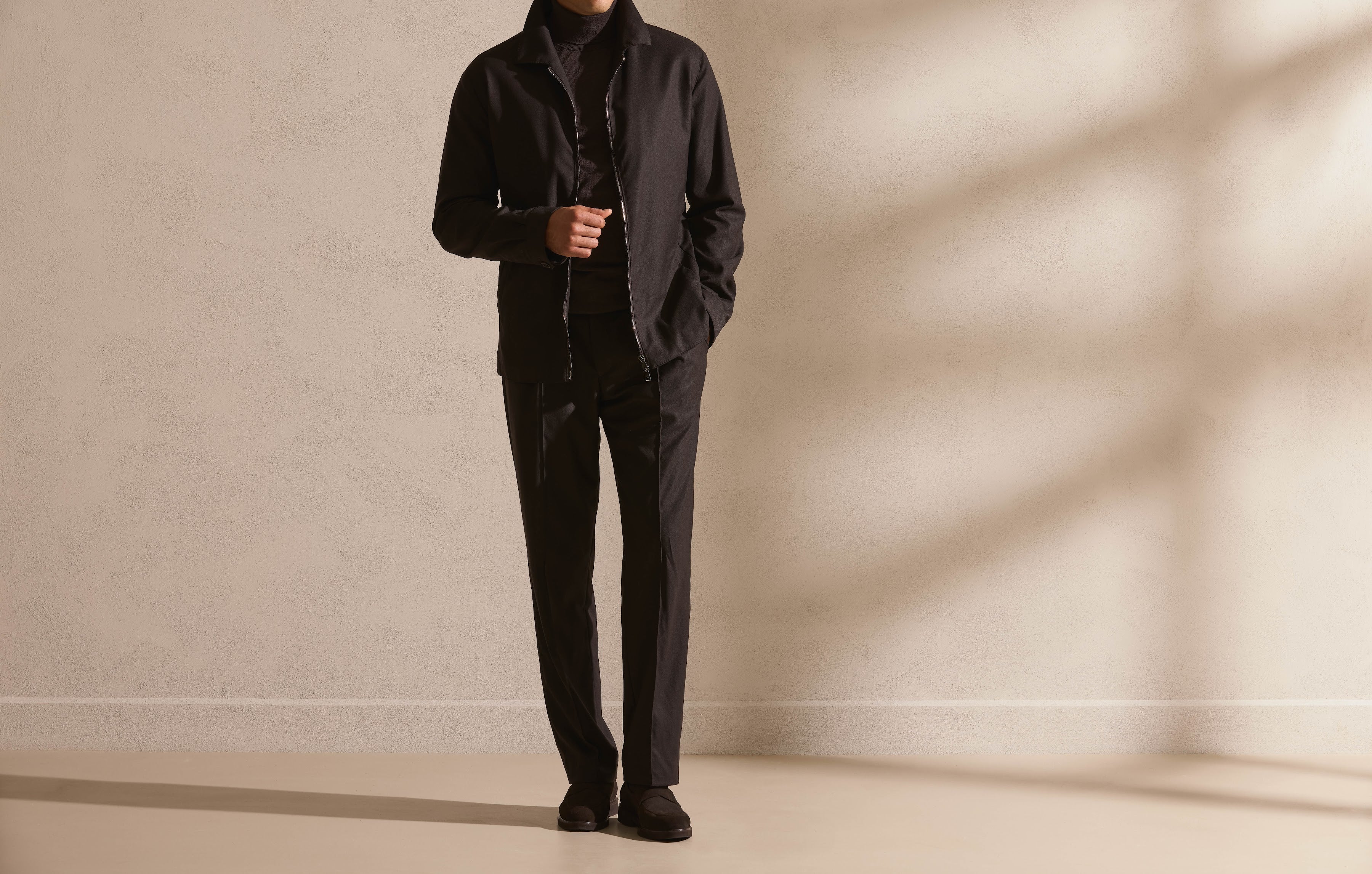 The Consiglieri Pre-Fall wardrobe in a monochrome look that closes the season's story.