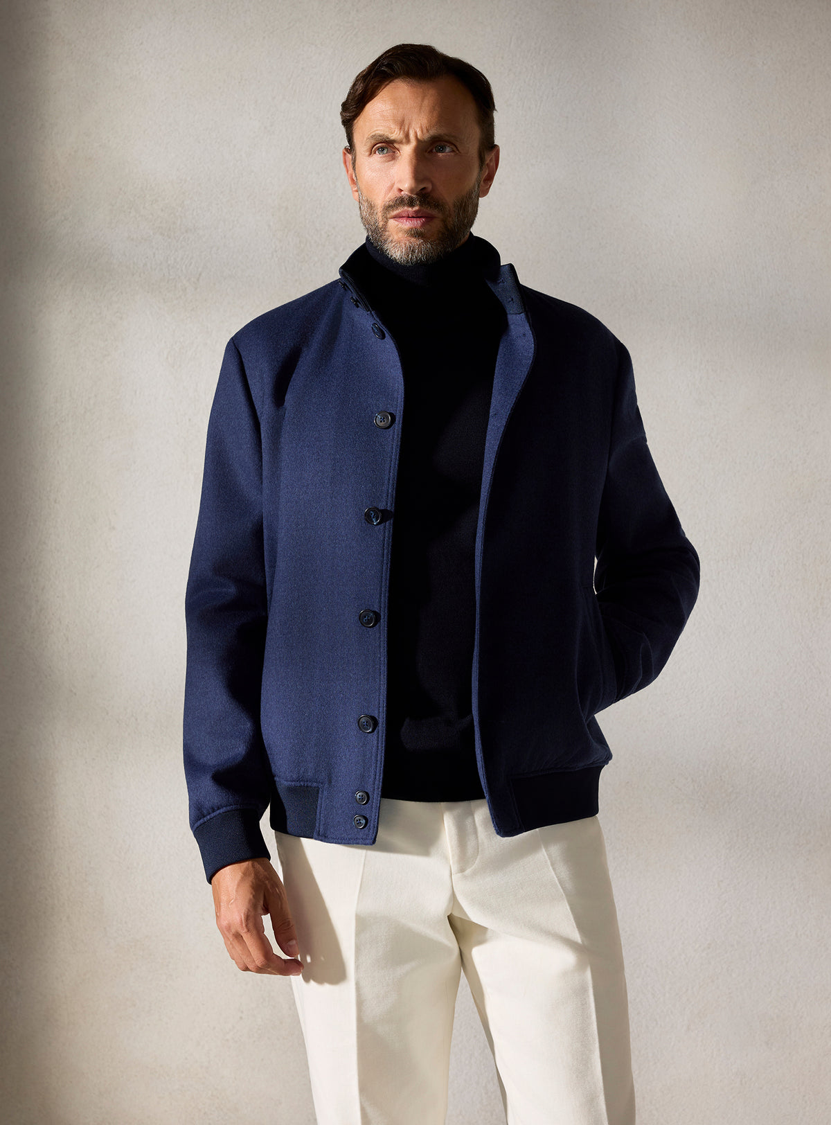 The Navy Stand-Collar Jacket
