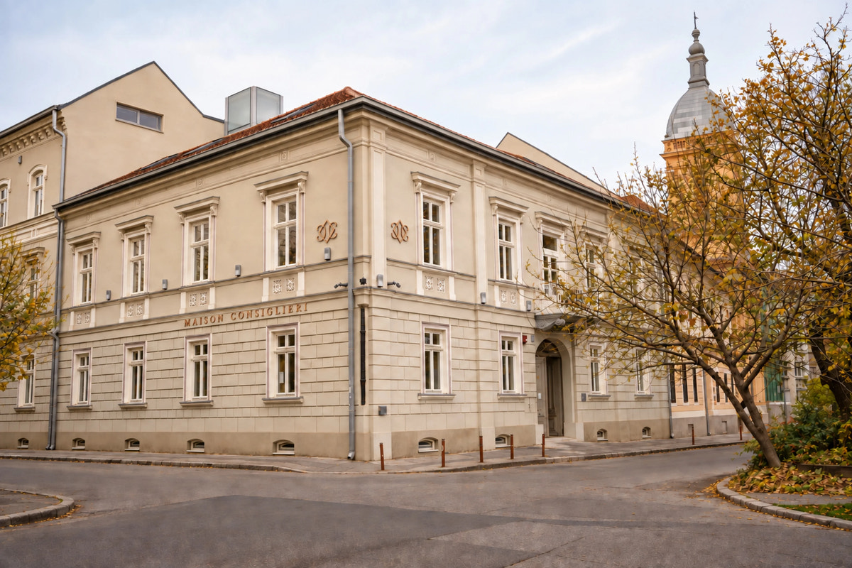 The façade of the Brătianu Building, home to the showroom.
