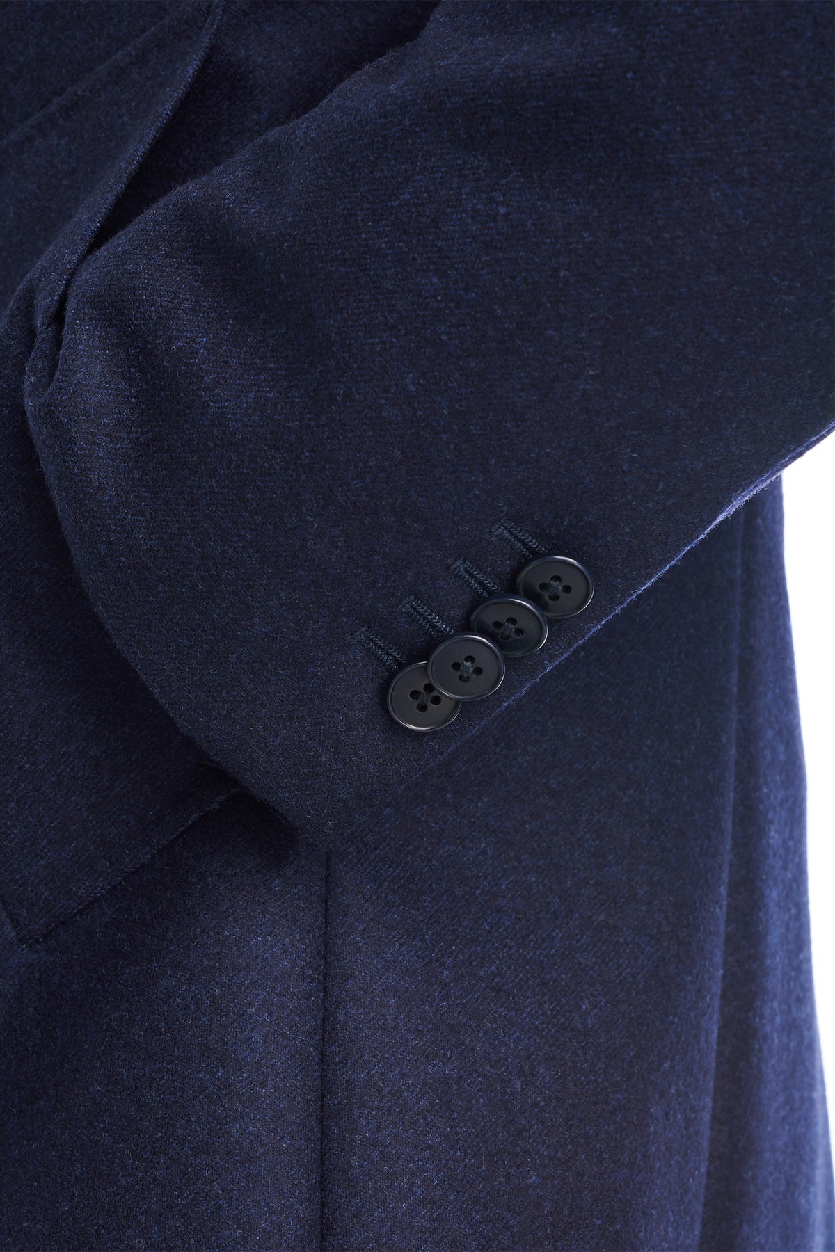 Consiglieri Zurich: buttoned cuff and texture of the navy peacoat