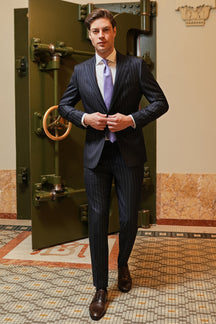 Consiglieri Toronto: navy pinstripe suit with a lilac tie