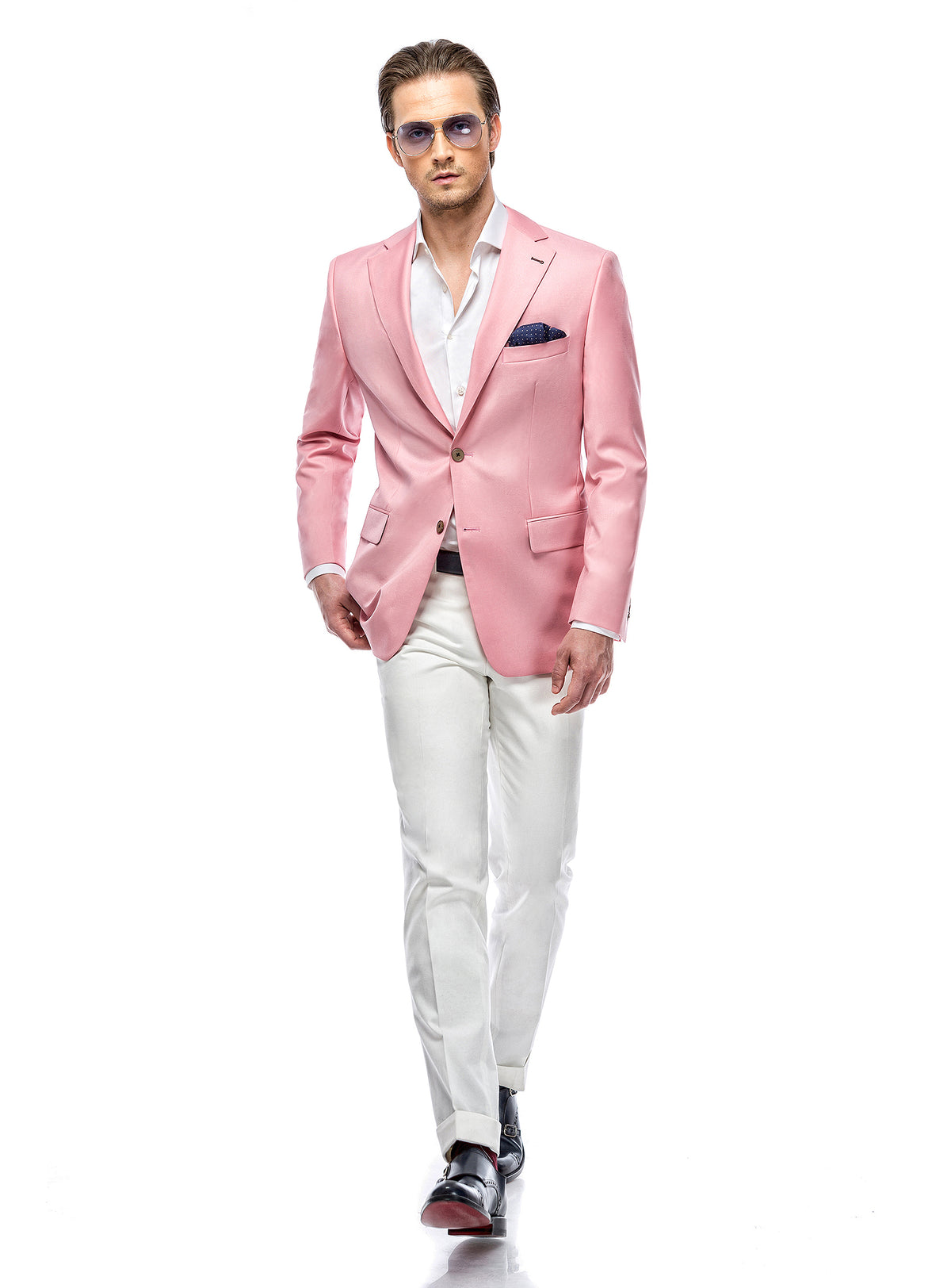 Consiglieri Positano: pink jacket with white trousers