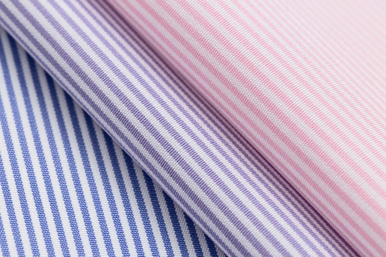 Fine blue and pink striped shirt fabrics