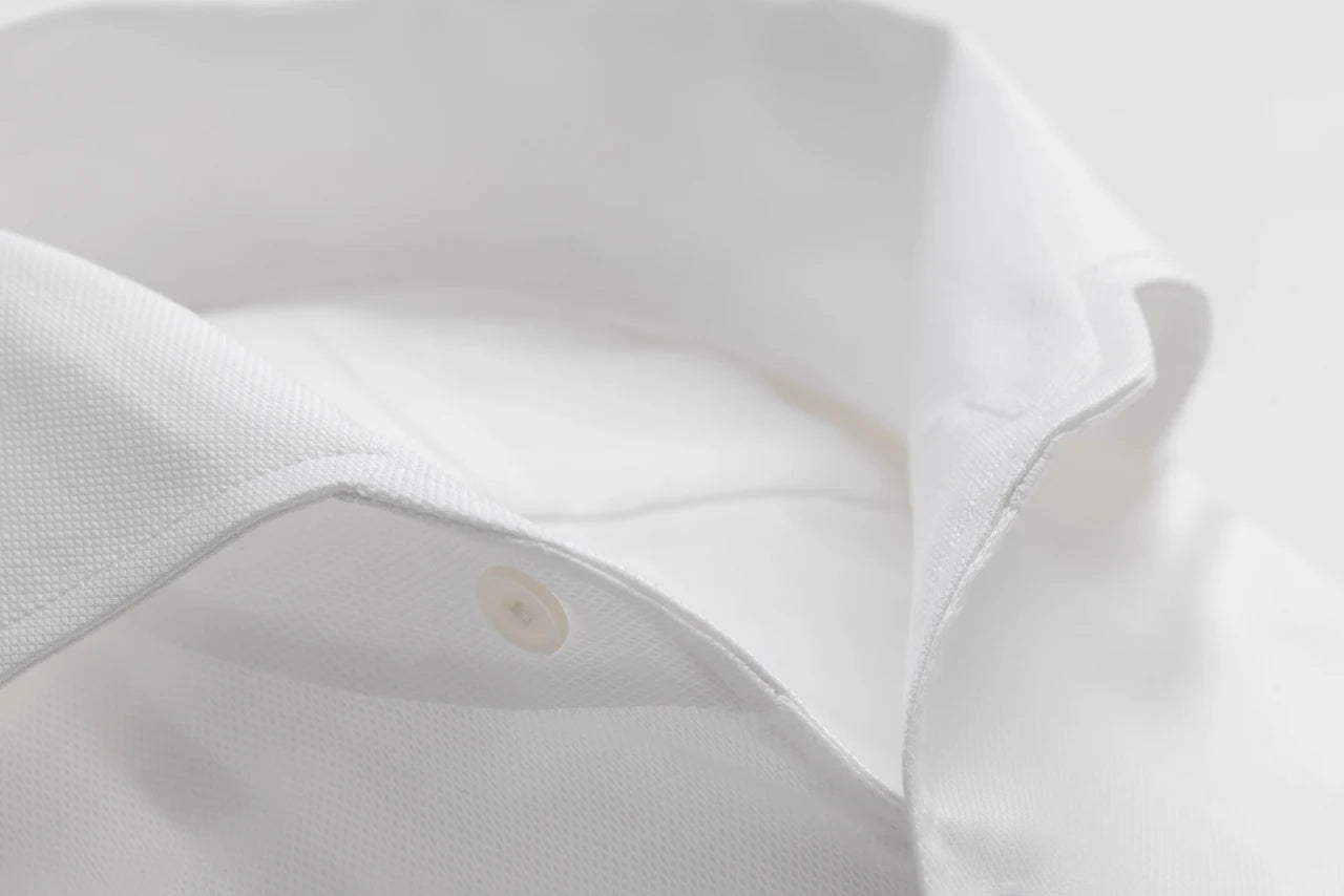 White shirt collar and fabric detail